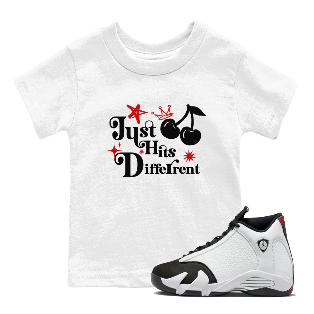 Just Hits Different snkmatch Tees Kids - Air Jordan 14 Black Toe