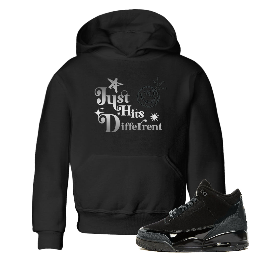 Just Hits Different snkmatch Tees Kids - Air Jordan 3 Black Cat