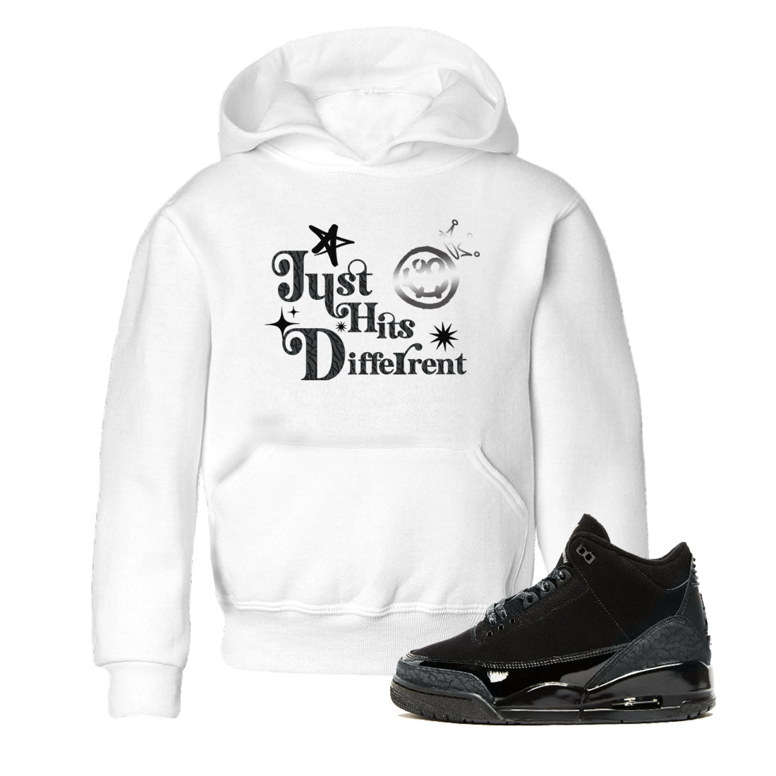 Just Hits Different snkmatch Tees Kids - Air Jordan 3 Black Cat