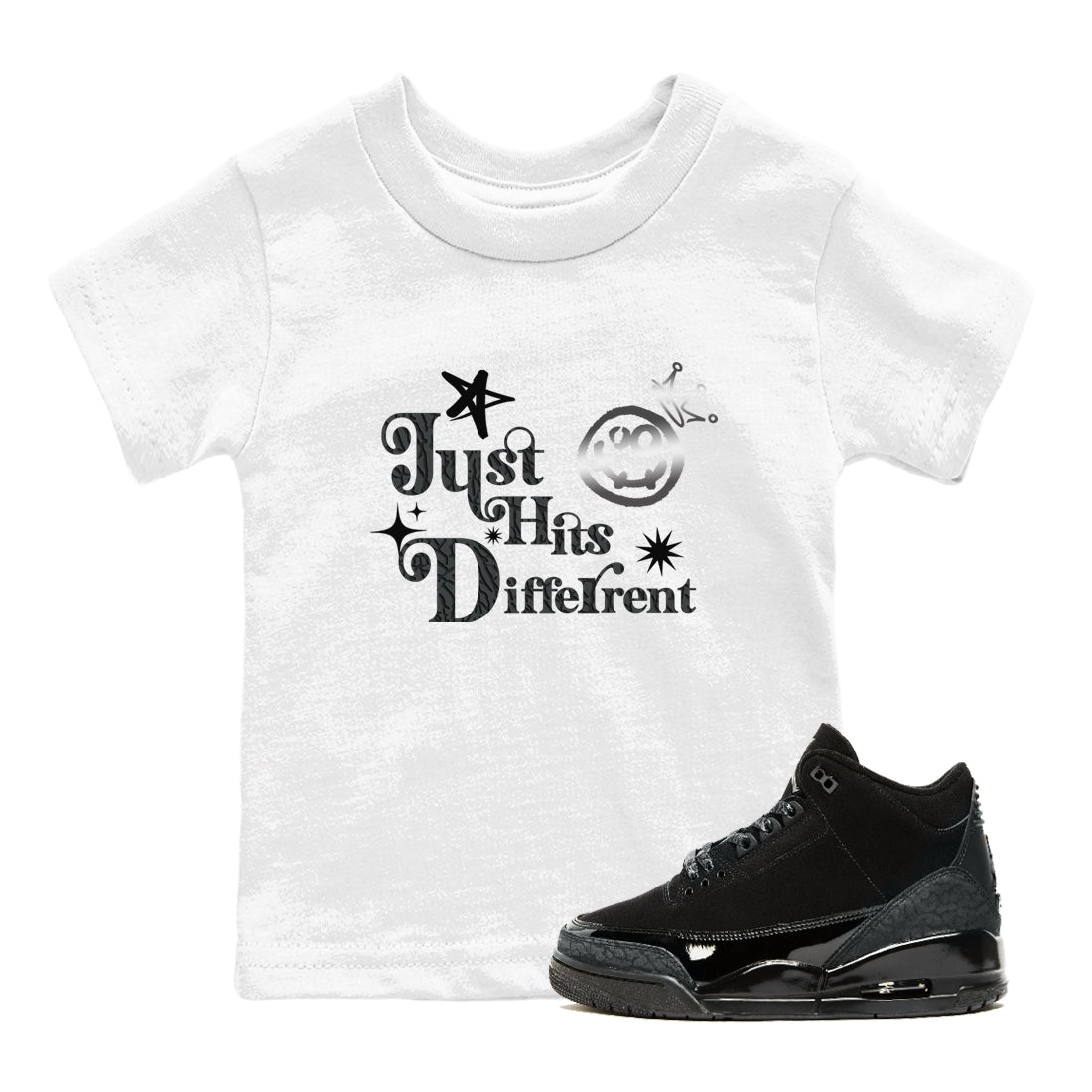 Just Hits Different snkmatch Tees Kids - Air Jordan 3 Black Cat
