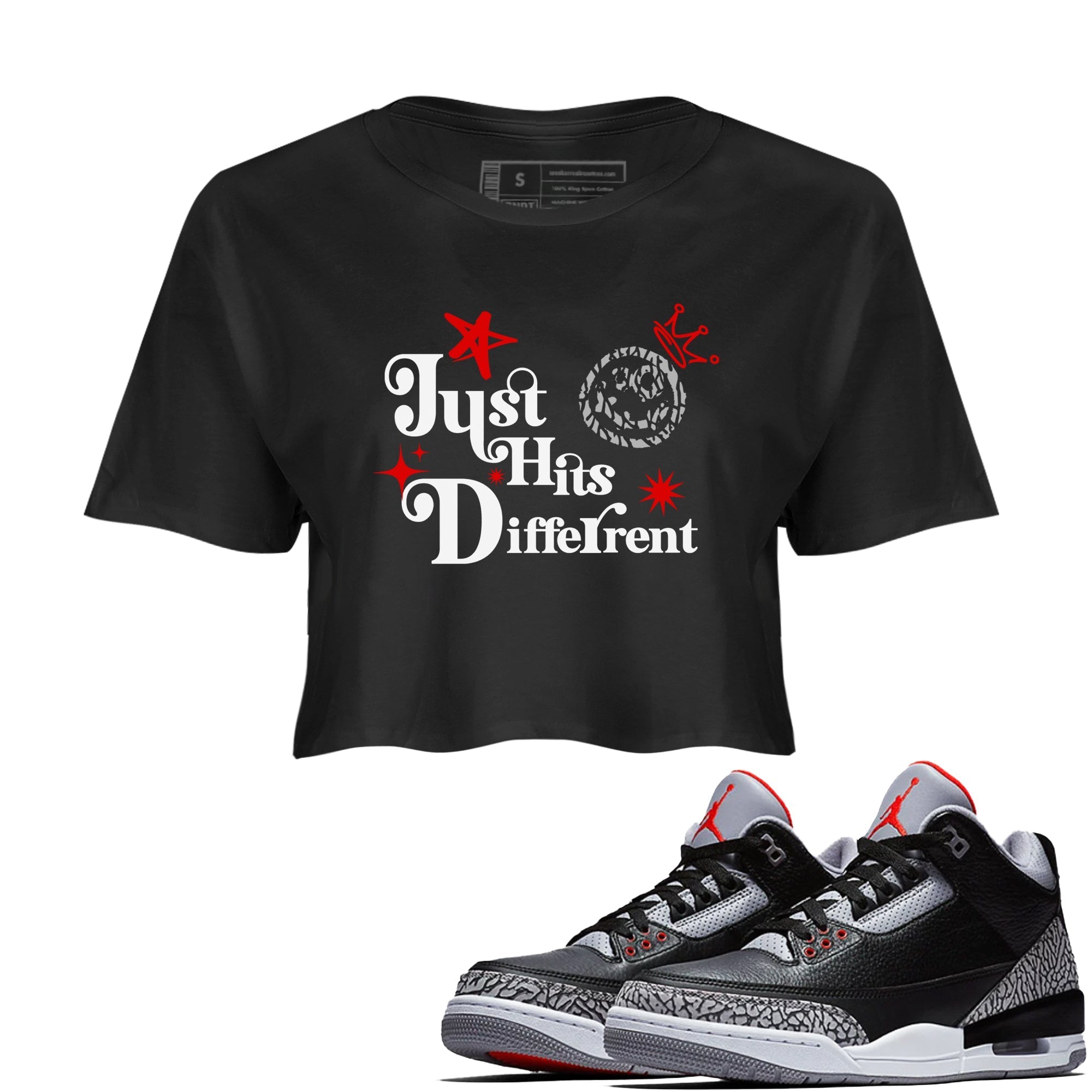 Just Hits Different snkmatch Women's Top - Air Jordan 3 Black Cement