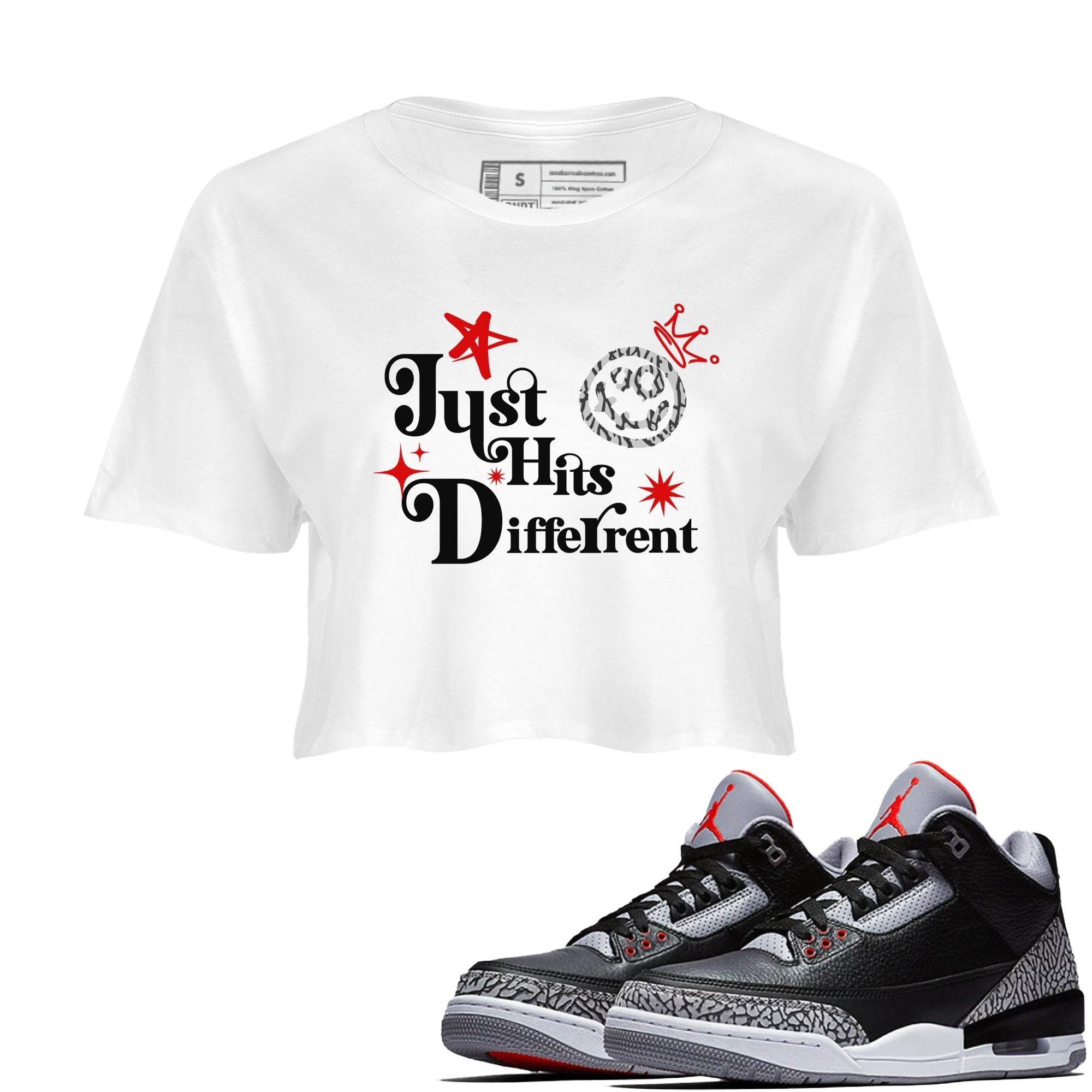 Just Hits Different snkmatch Women's Top - Air Jordan 3 Black Cement