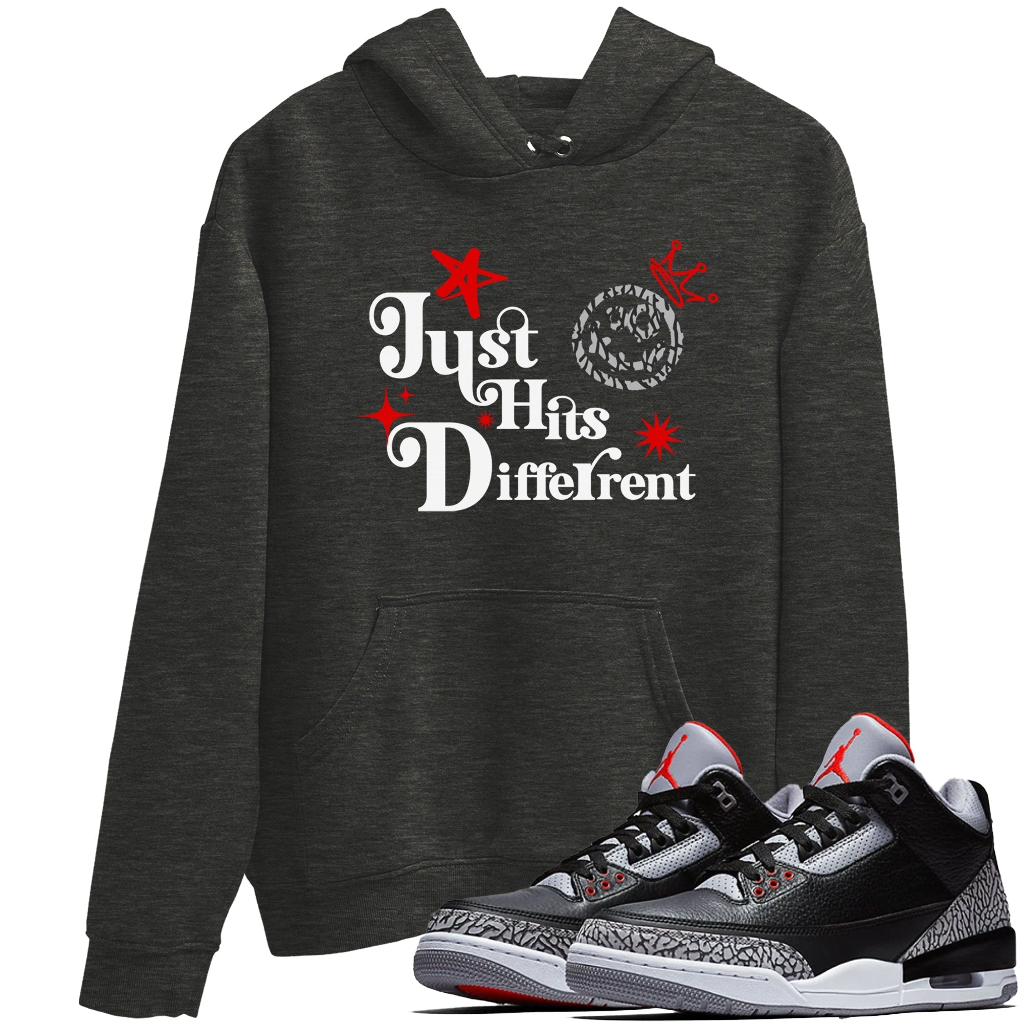 Just Hits Different snkmatch Tees - Air Jordan 3 Black Cement