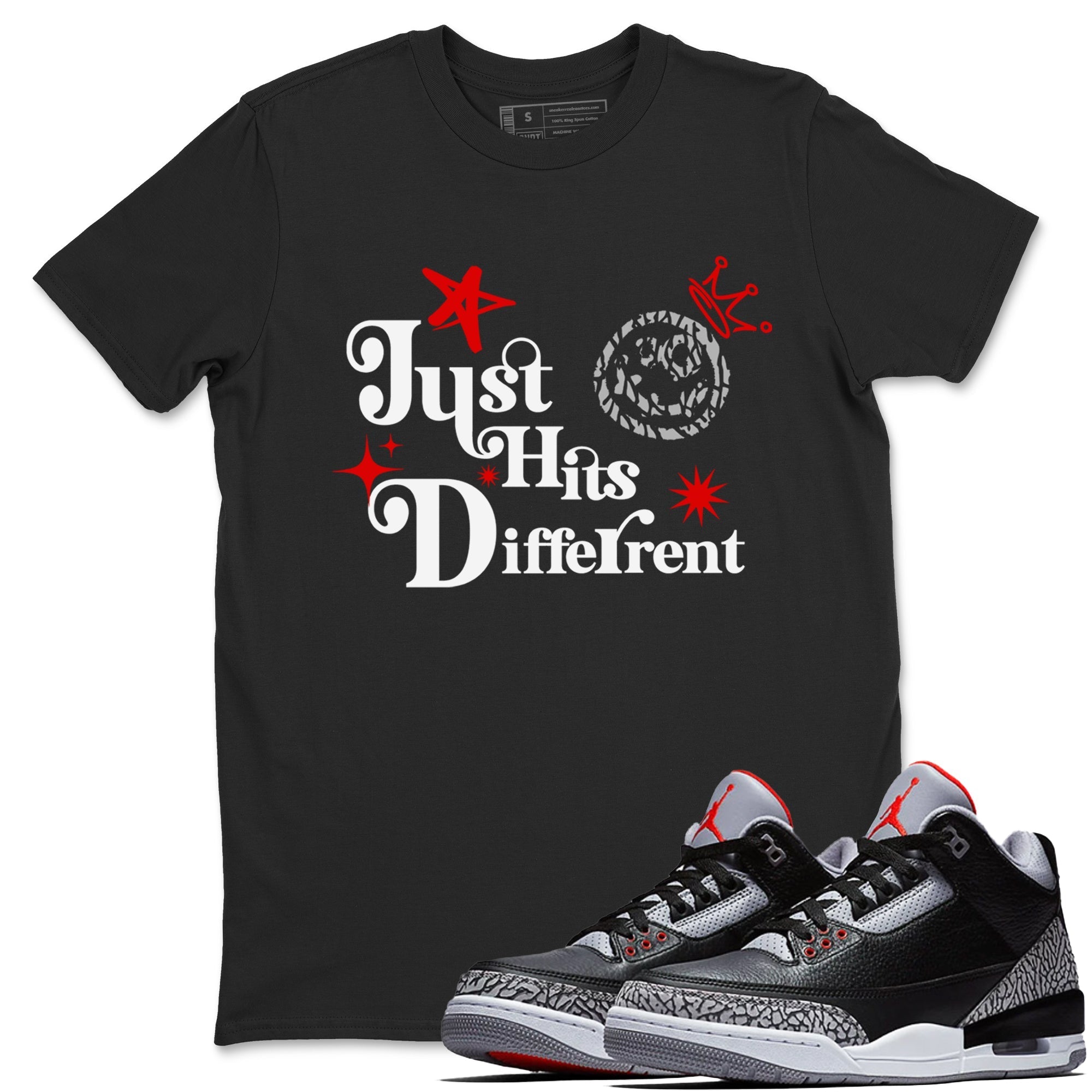 Just Hits Different snkmatch Tees - Air Jordan 3 Black Cement