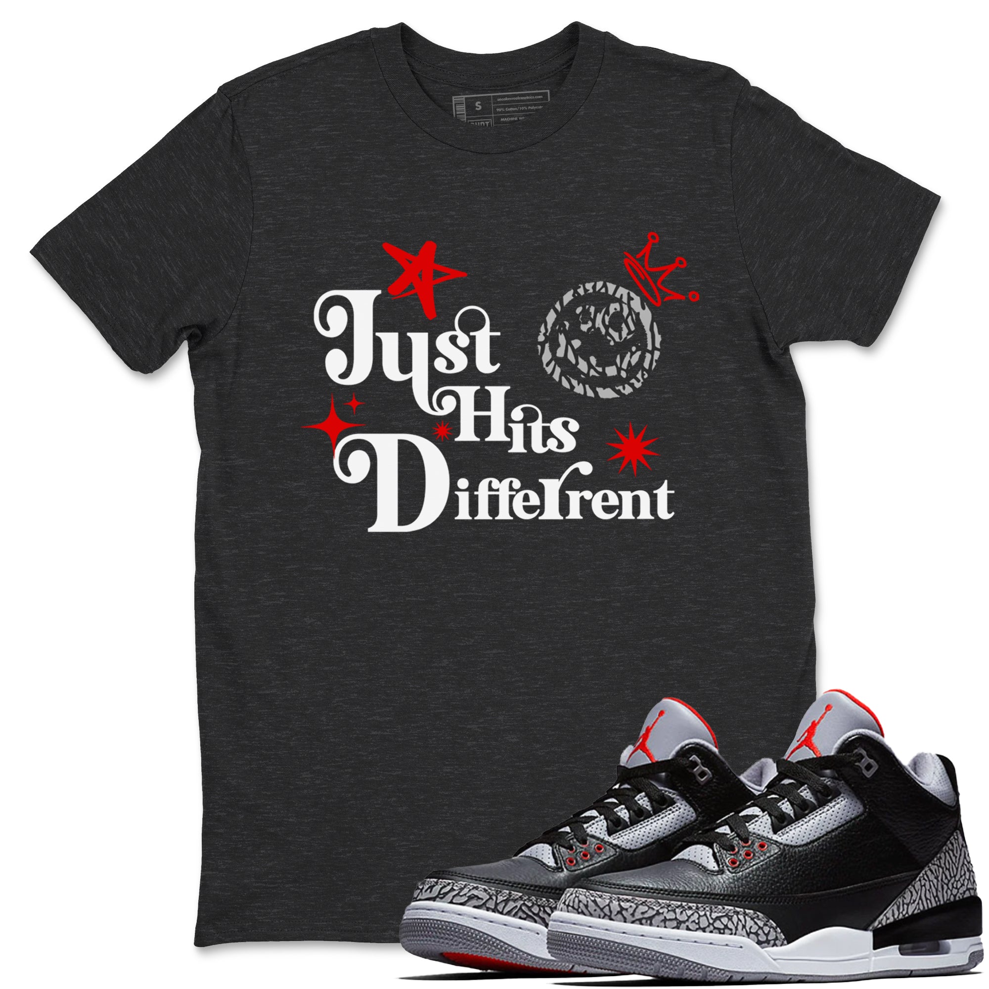 Just Hits Different snkmatch Tees - Air Jordan 3 Black Cement