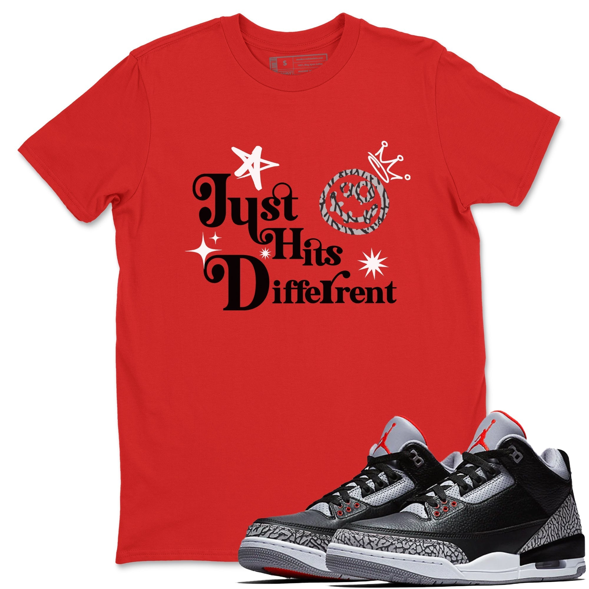 Just Hits Different snkmatch Tees - Air Jordan 3 Black Cement