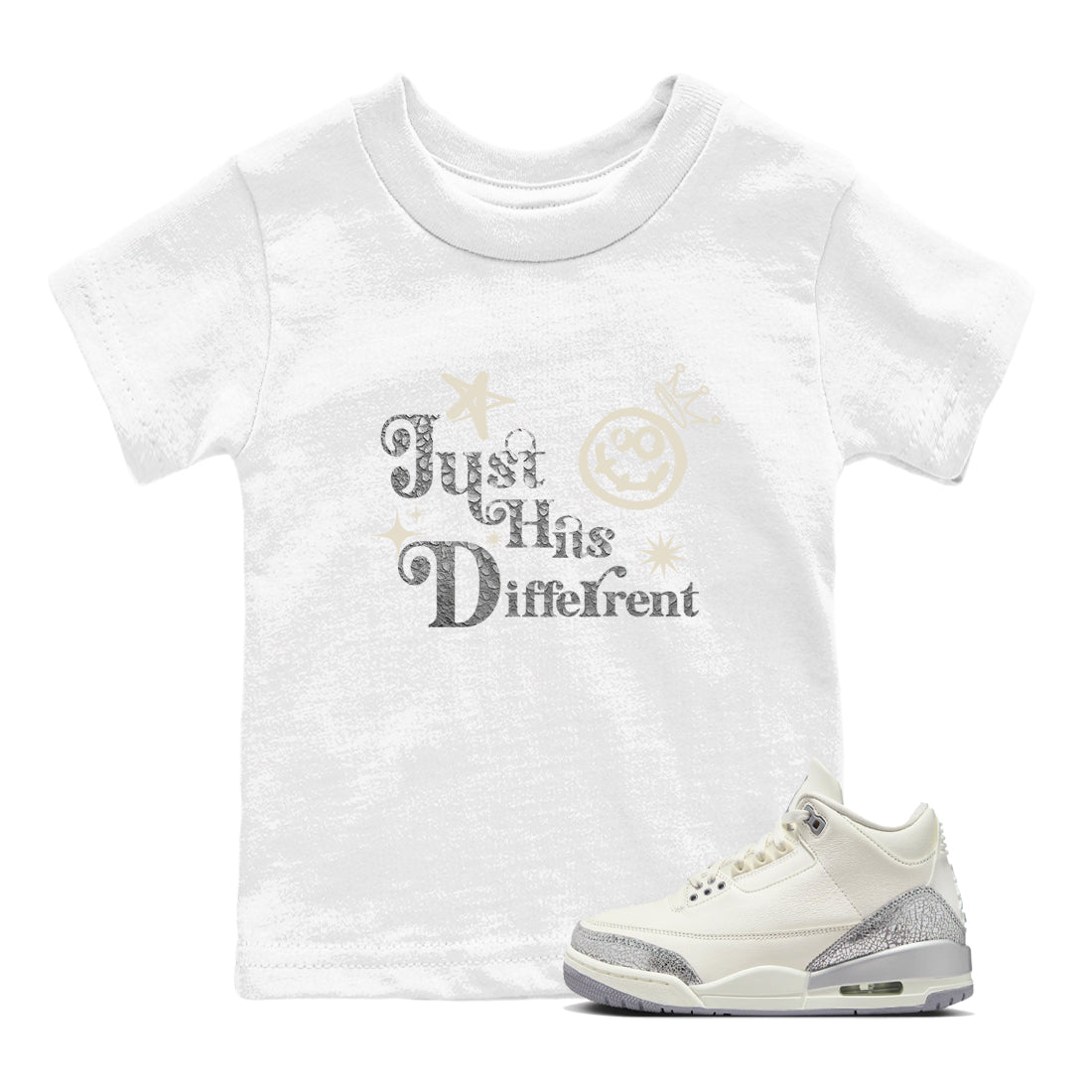 Just Hits Different snkmatch Tees Kids - Air Jordan 3 Sail and Cement Grey