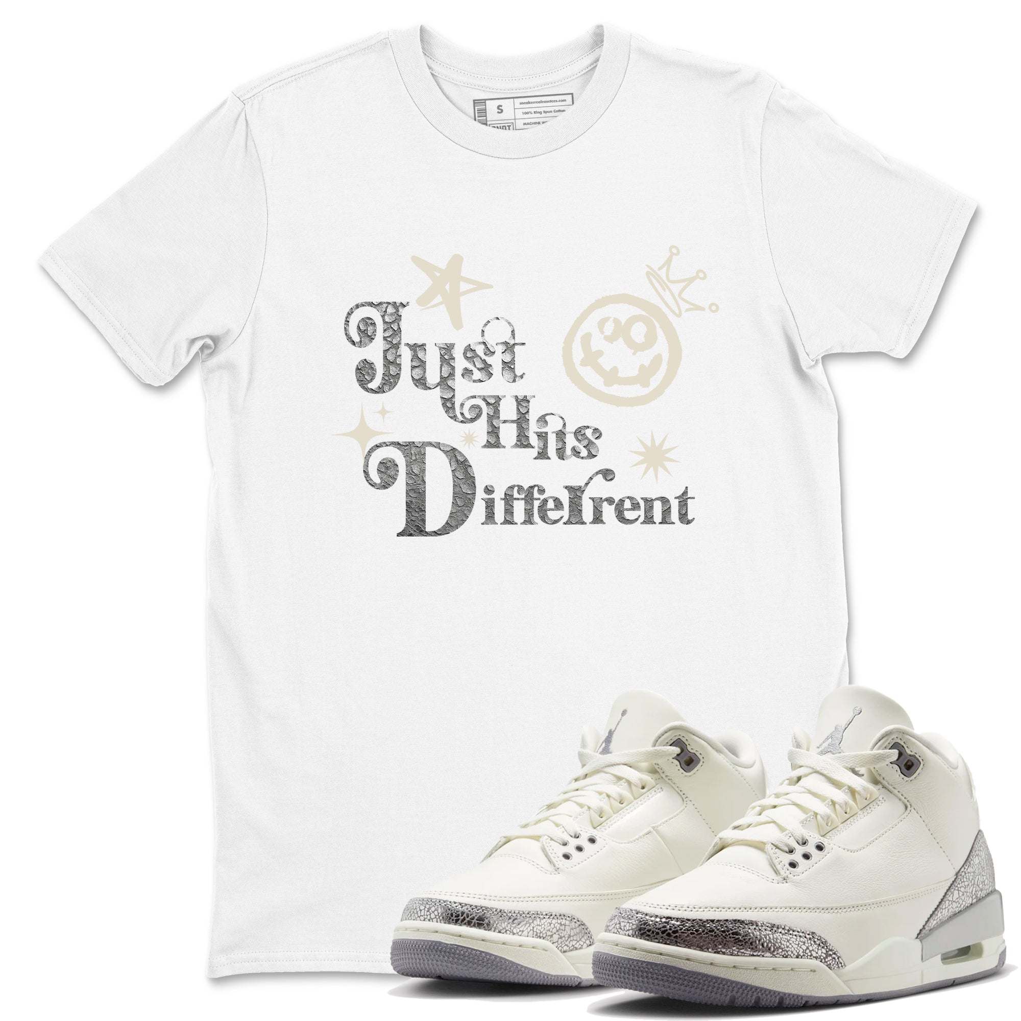Just Hits Different snkmatch Tees - Air Jordan 3 Sail and Cement Grey