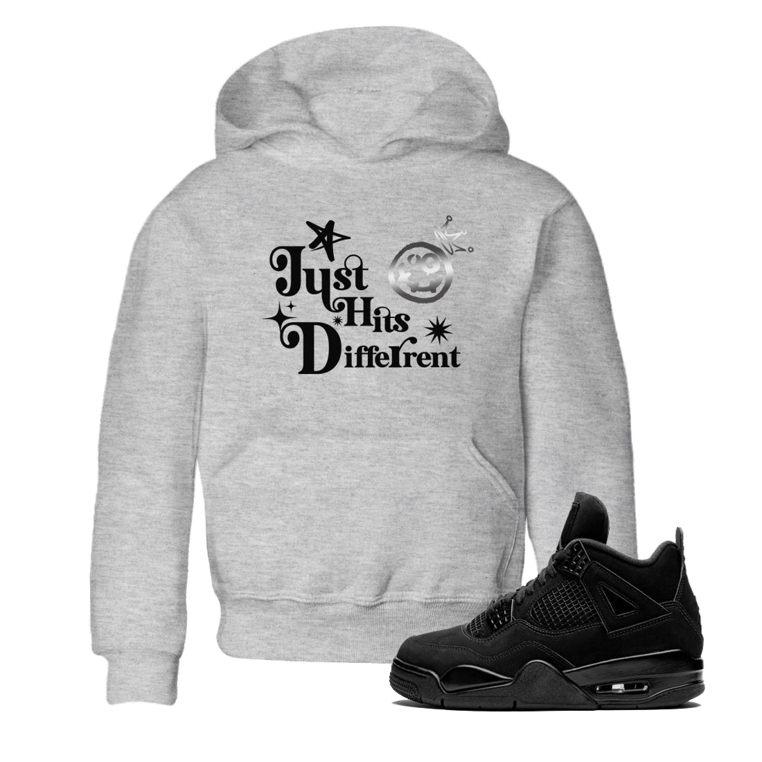 Just Hits Different snkmatch Tees Kids - Air Jordan 4 Black Cat