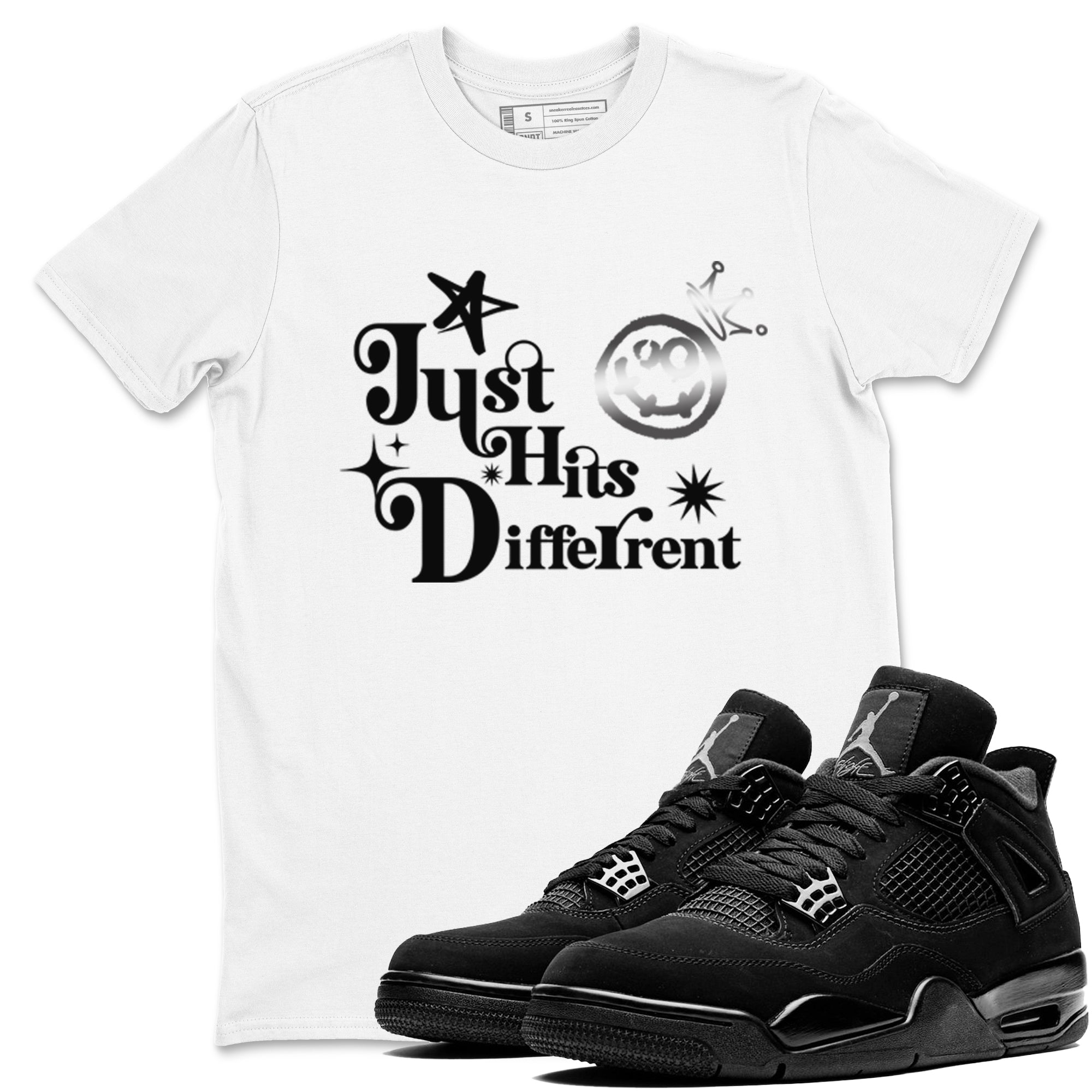 Just Hits Different snkmatch Tees - Air Jordan 4 Black Cat