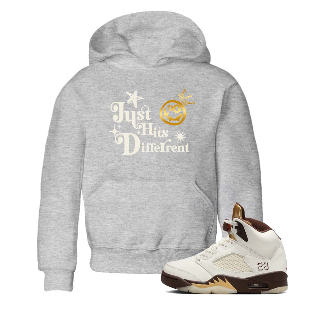 Just Hits Different snkmatch Tees Kids - Air Jordan 5 Golden Ticket