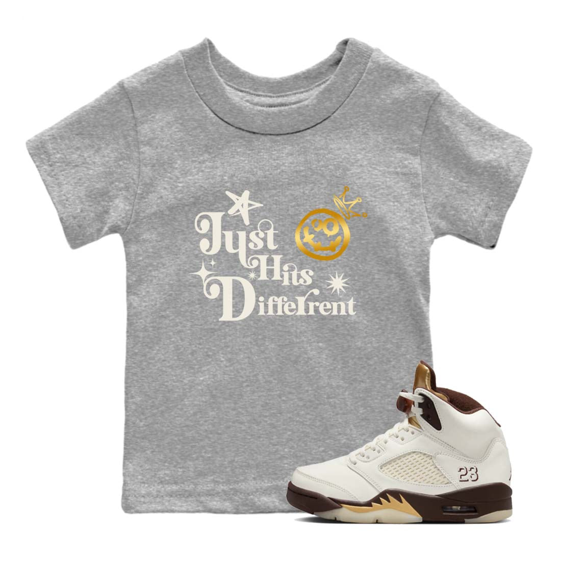 Just Hits Different snkmatch Tees Kids - Air Jordan 5 Golden Ticket