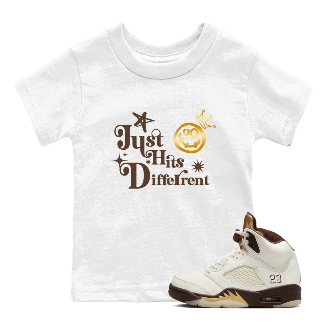 Just Hits Different snkmatch Tees Kids - Air Jordan 5 Golden Ticket