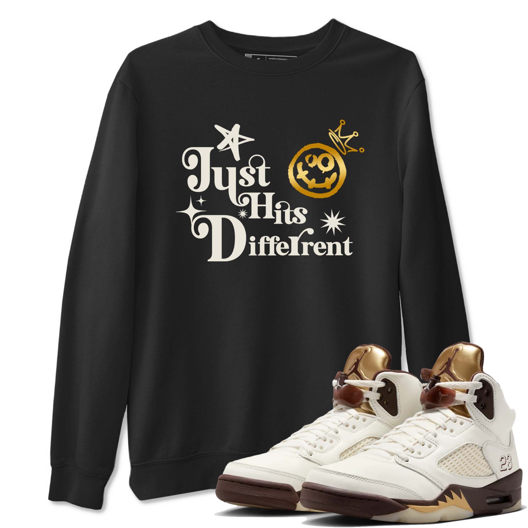 Just Hits Different snkmatch Tees - Air Jordan 5 Golden Ticket