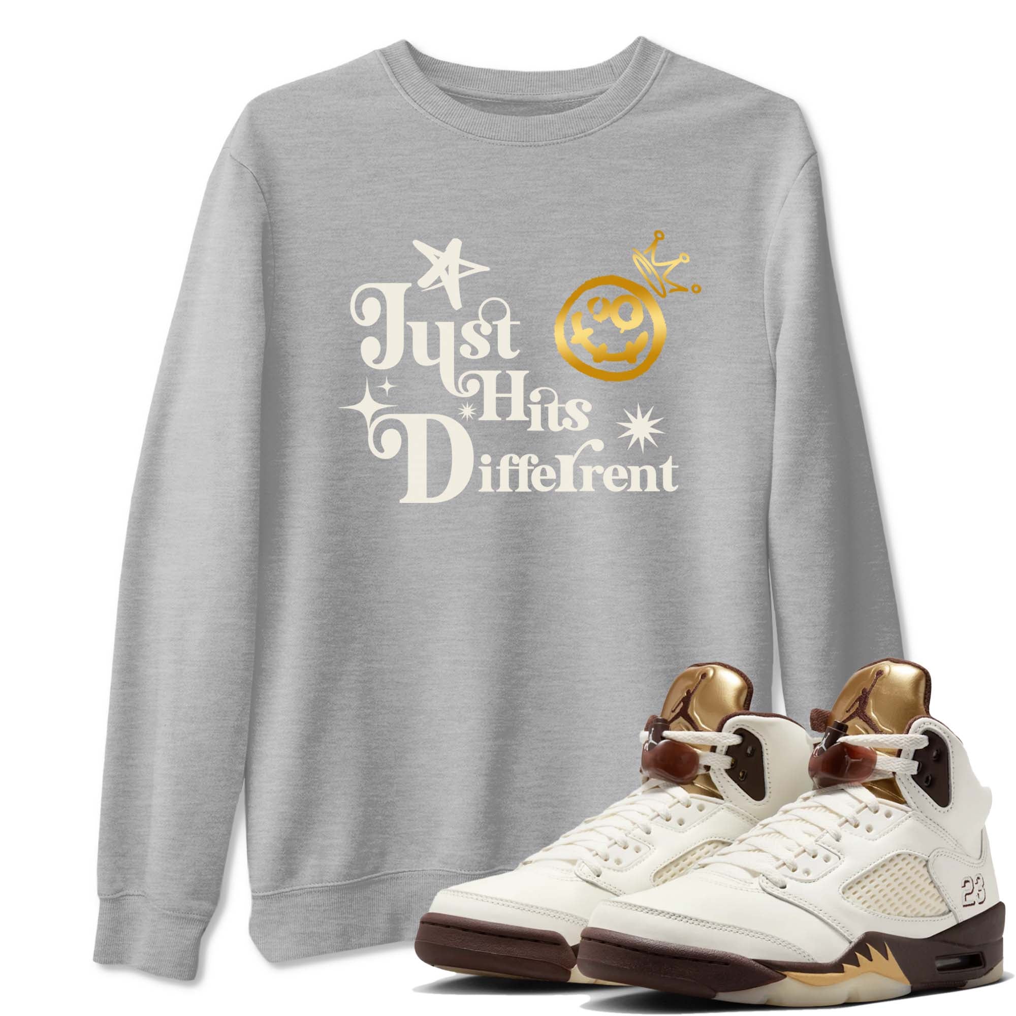 Just Hits Different snkmatch Tees - Air Jordan 5 Golden Ticket