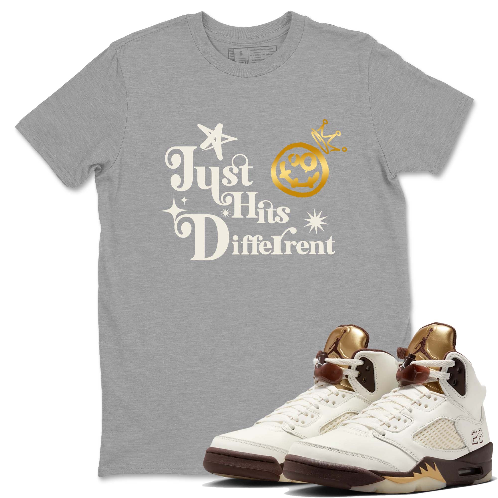 Just Hits Different snkmatch Tees - Air Jordan 5 Golden Ticket