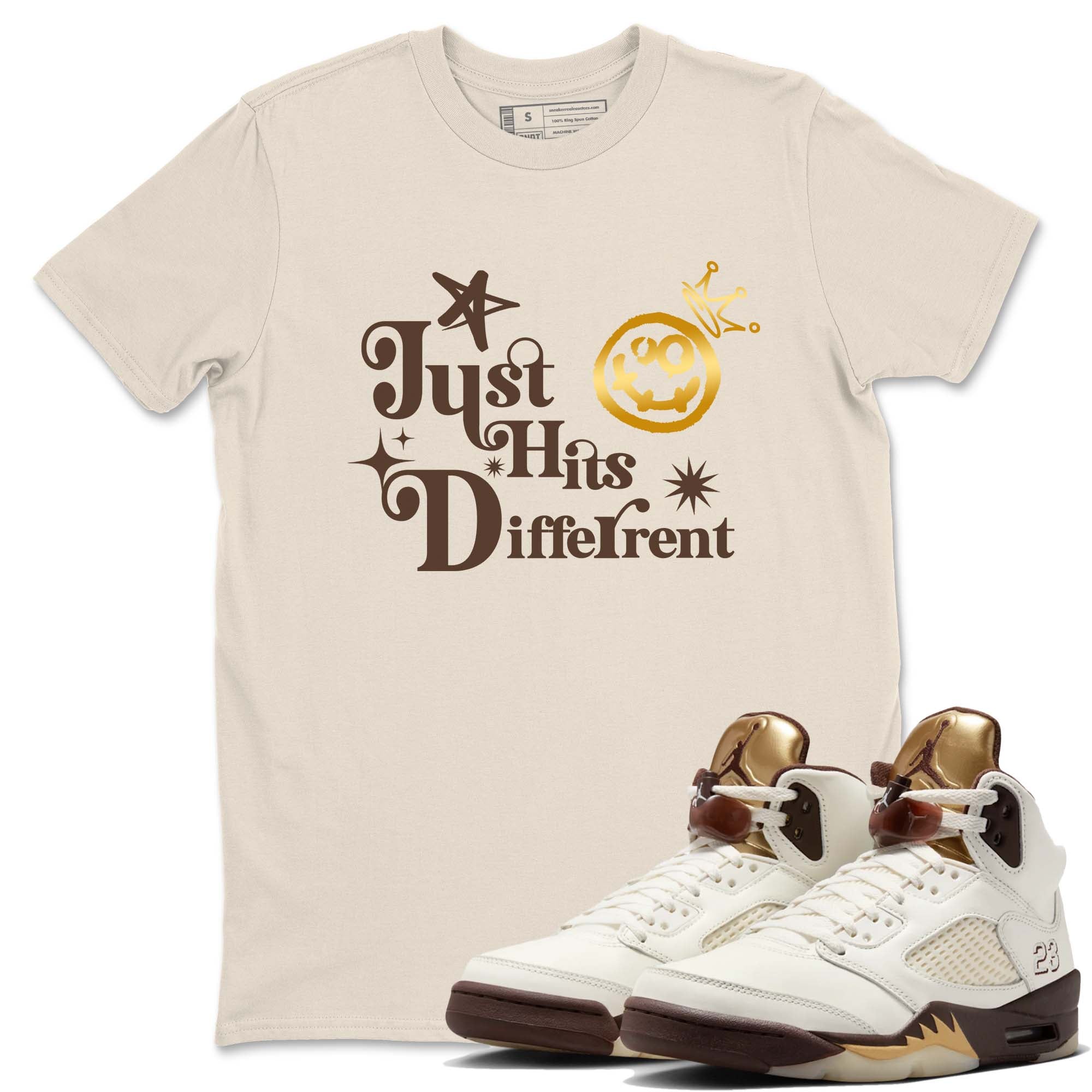 Just Hits Different snkmatch Tees - Air Jordan 5 Golden Ticket