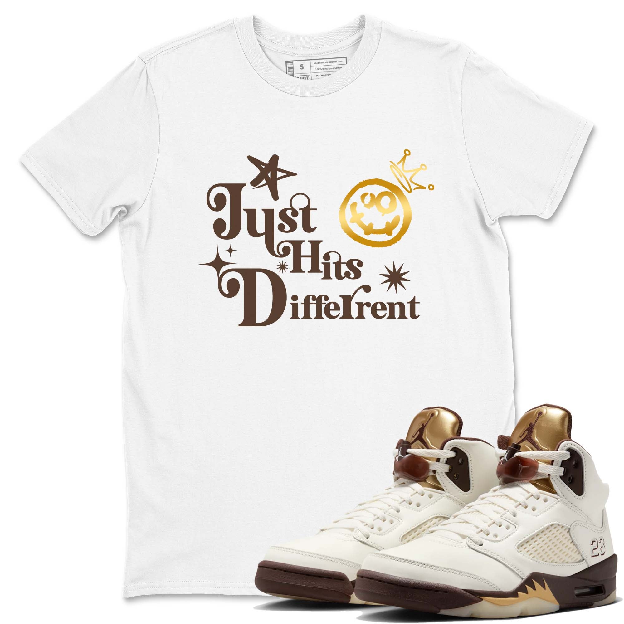 Just Hits Different snkmatch Tees - Air Jordan 5 Golden Ticket