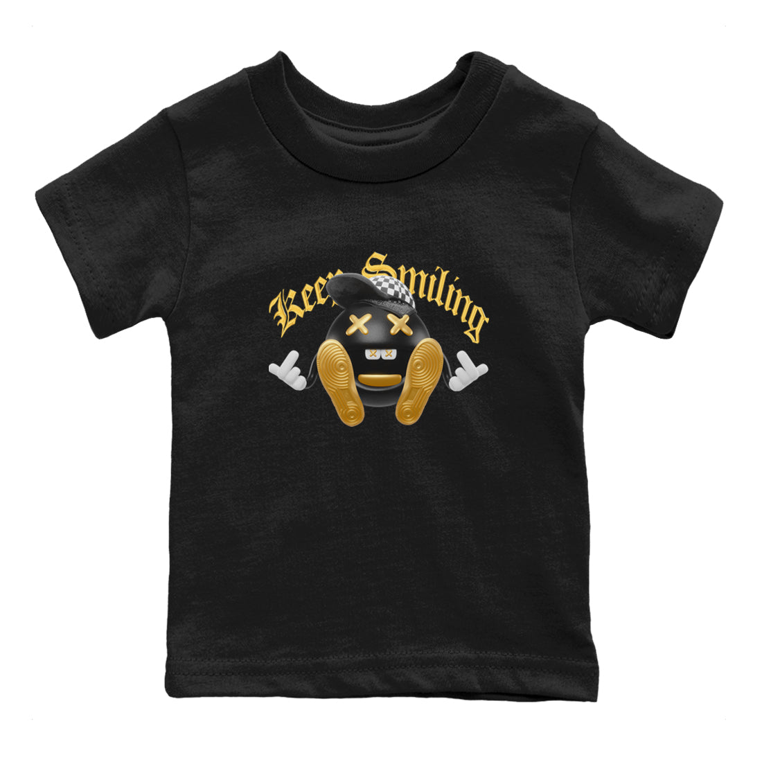 Keep Smiling snkmatch Tees Kids - Air Jordan 1 Black Metallic Gold