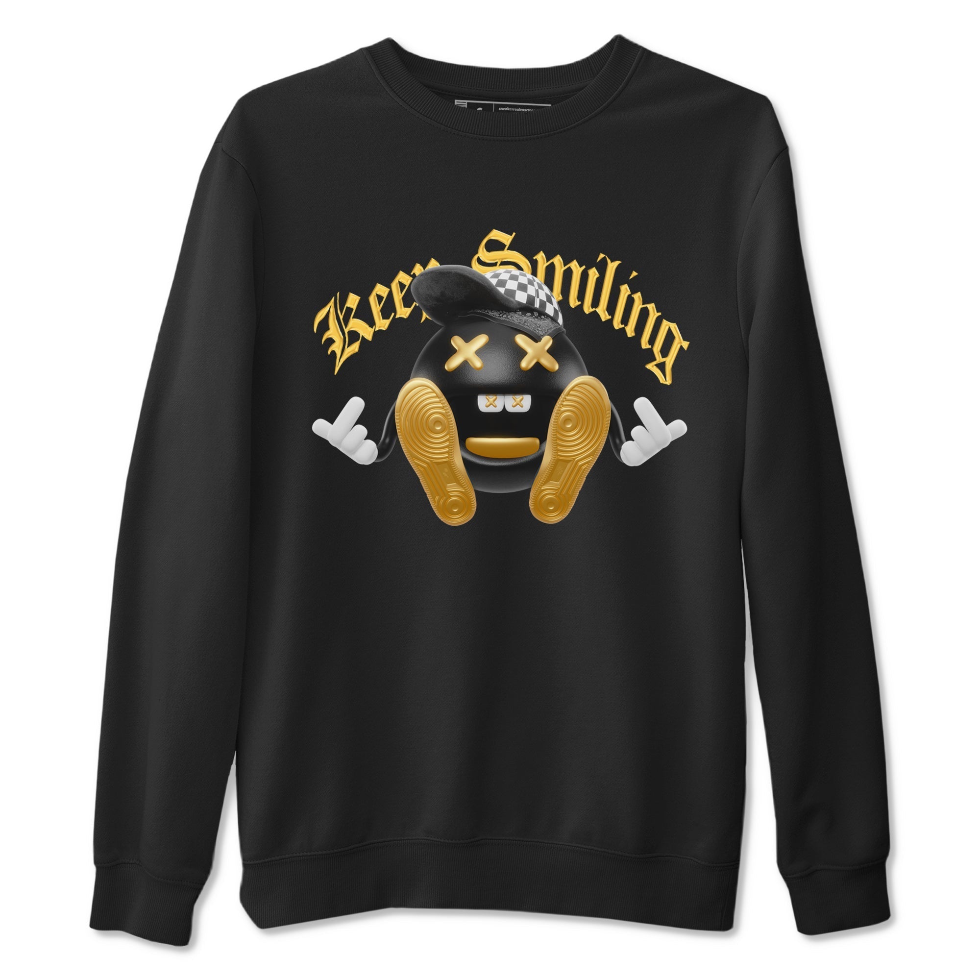 Keep Smiling snkmatch Tees - Air Jordan 1 Black Metallic Gold