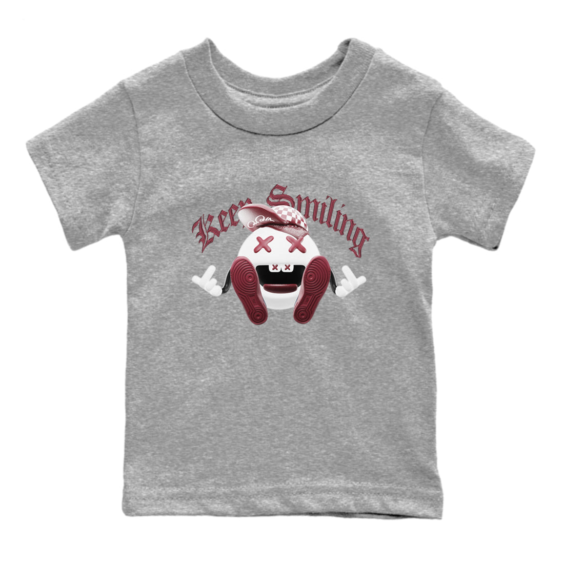 Keep Smiling snkmatch Tee Kids - Air Jordan 1 Metallic Burgundy