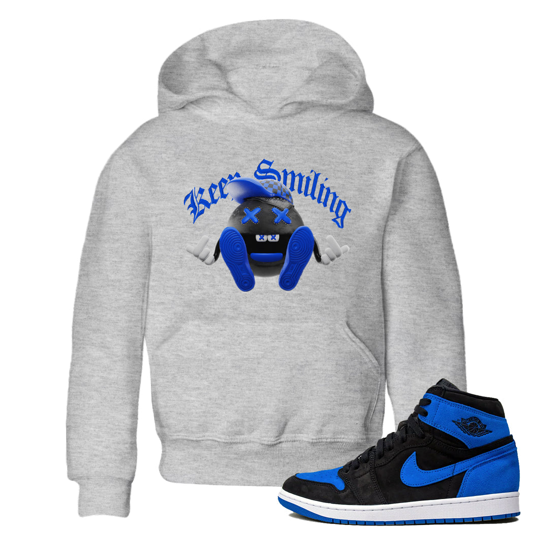 Keep Smiling snkmatch Tee Kids - Air Jordan 1 Royal Reimagined