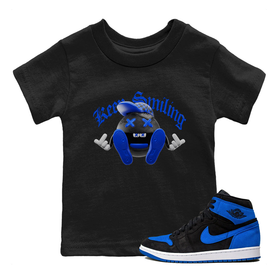 Keep Smiling snkmatch Tee Kids - Air Jordan 1 Royal Reimagined