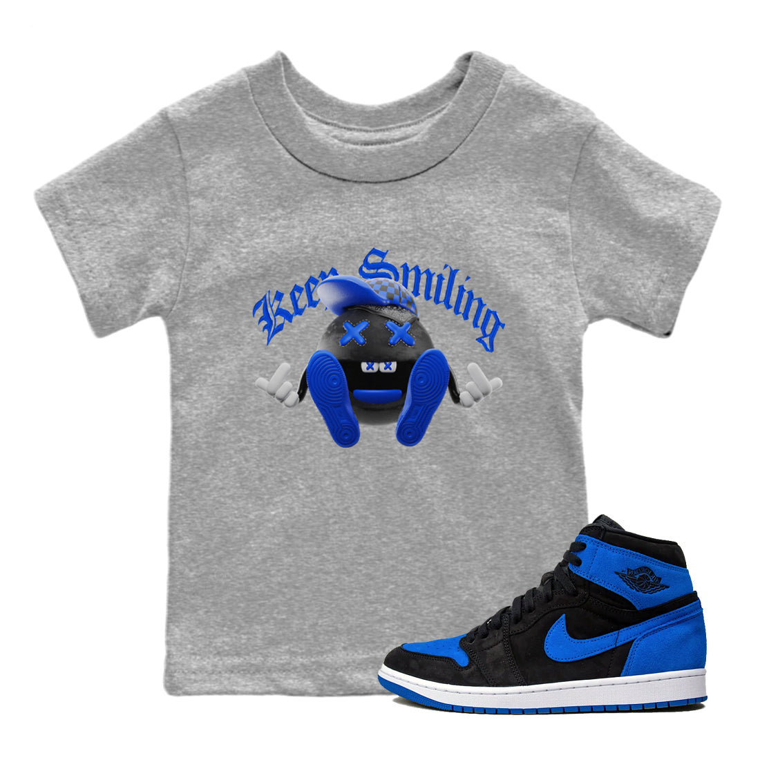 Keep Smiling snkmatch Tee Kids - Air Jordan 1 Royal Reimagined