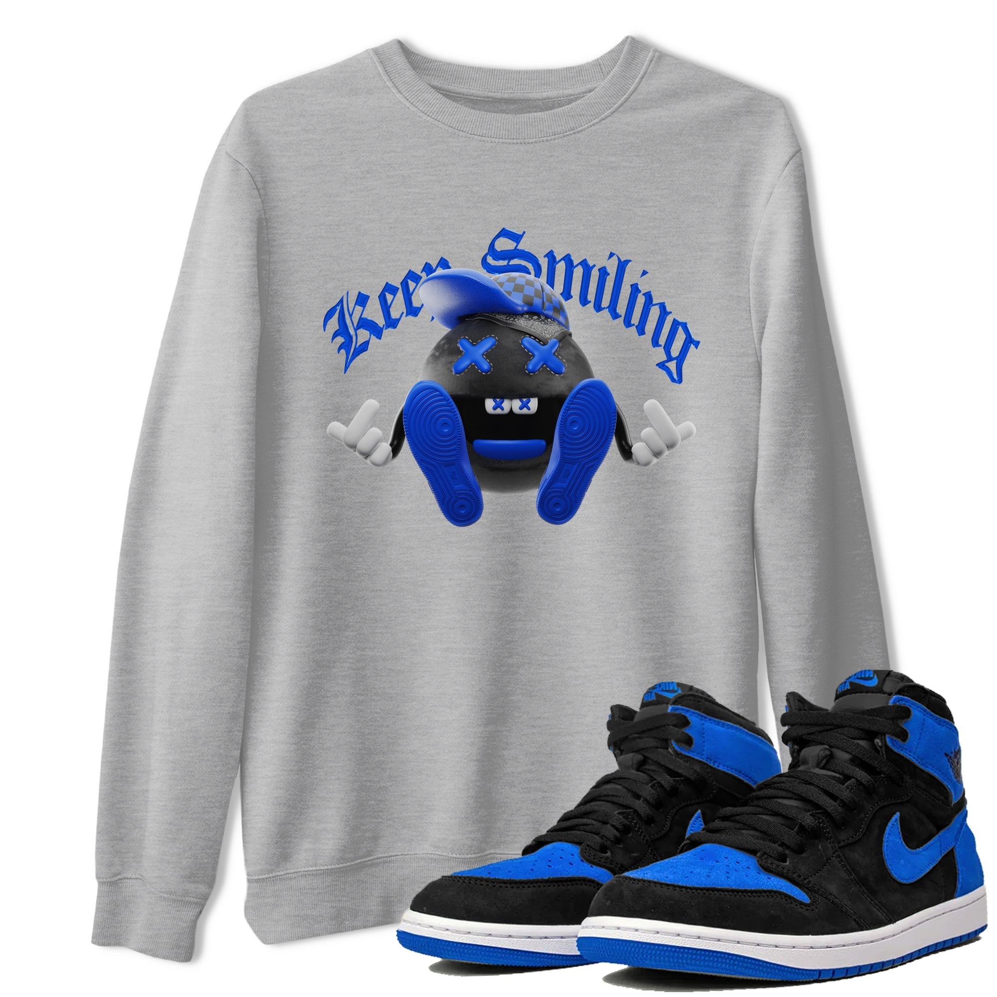 Keep Smiling snkmatch Tee - Air Jordan 1 Royal Reimagined