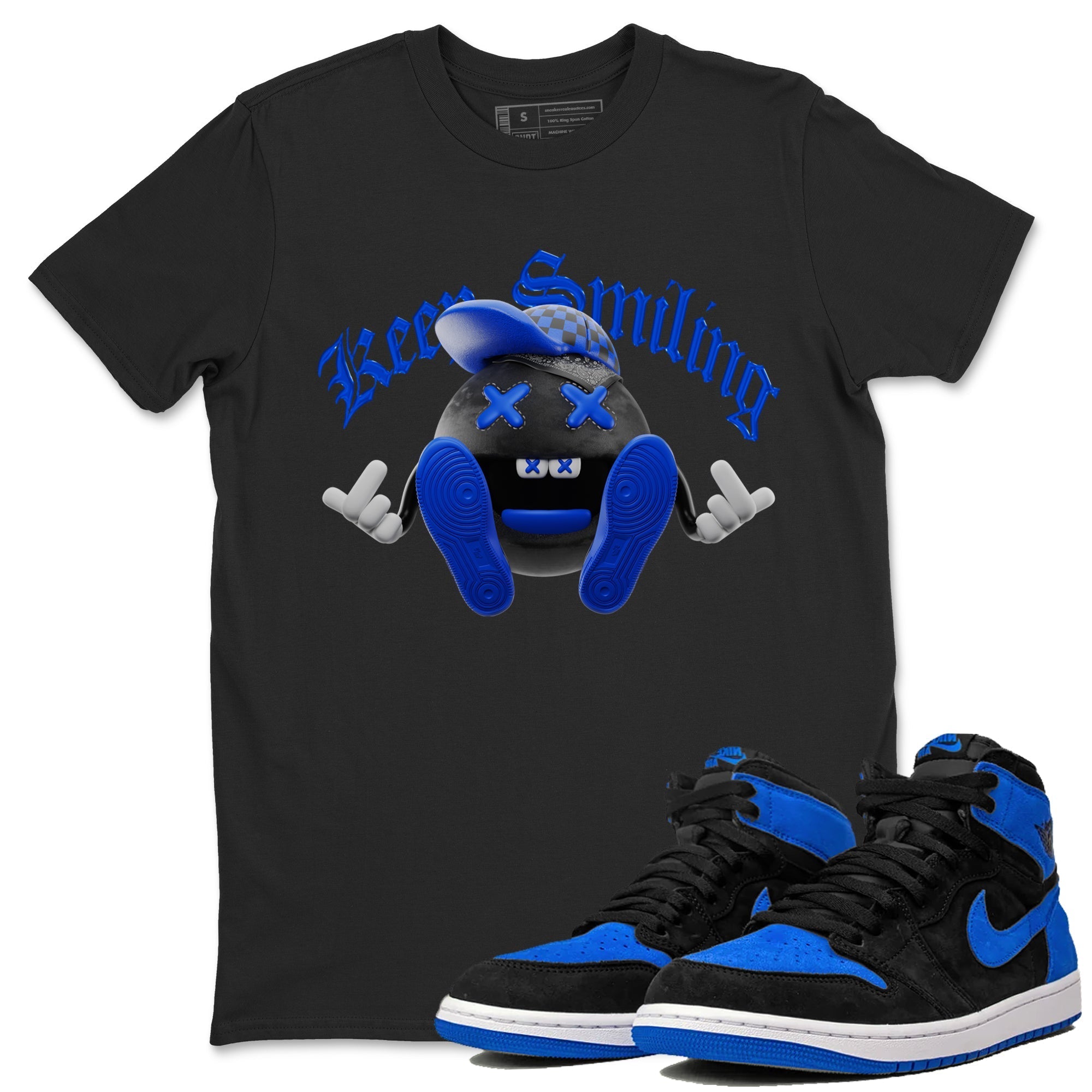 Keep Smiling snkmatch Tee - Air Jordan 1 Royal Reimagined