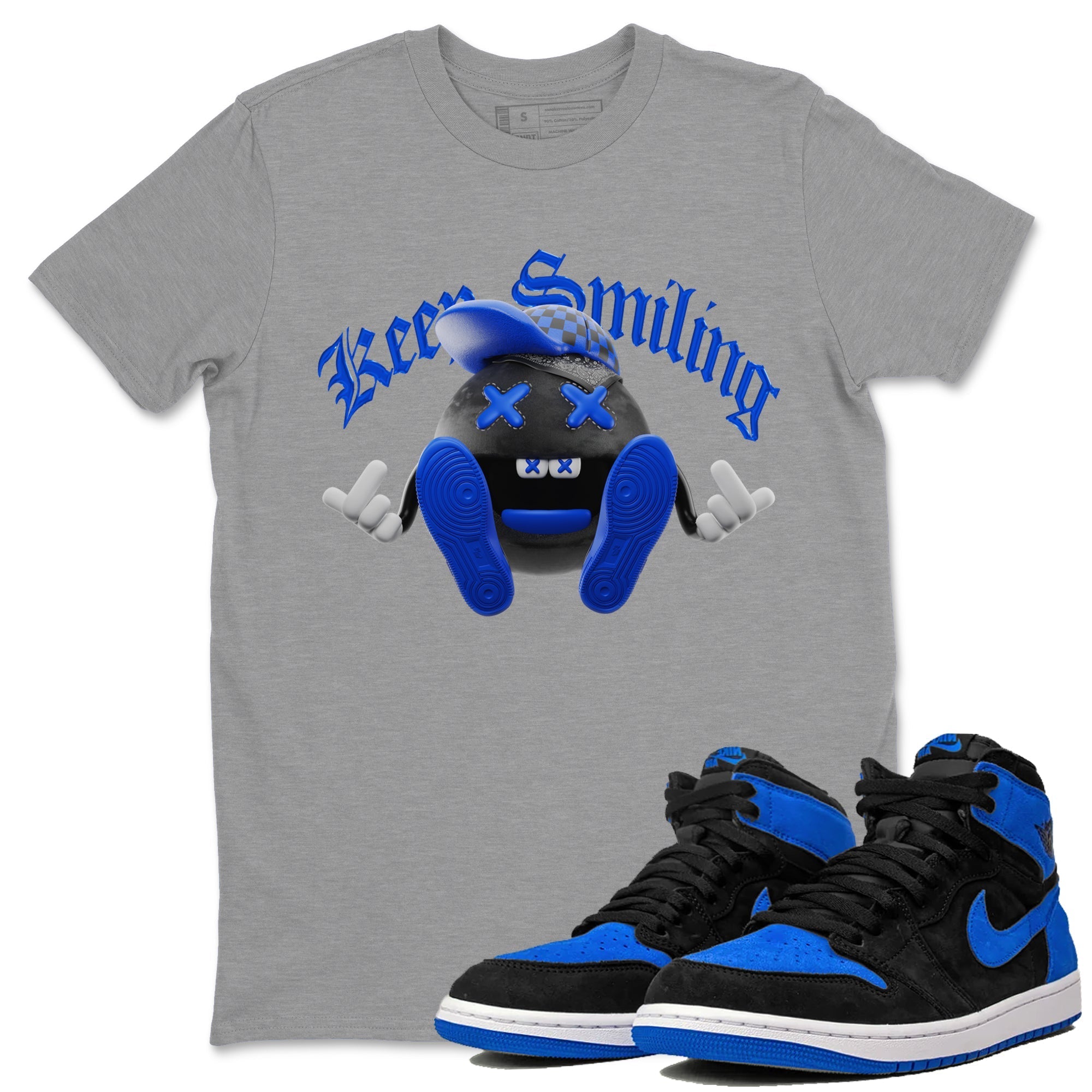 Keep Smiling snkmatch Tee - Air Jordan 1 Royal Reimagined
