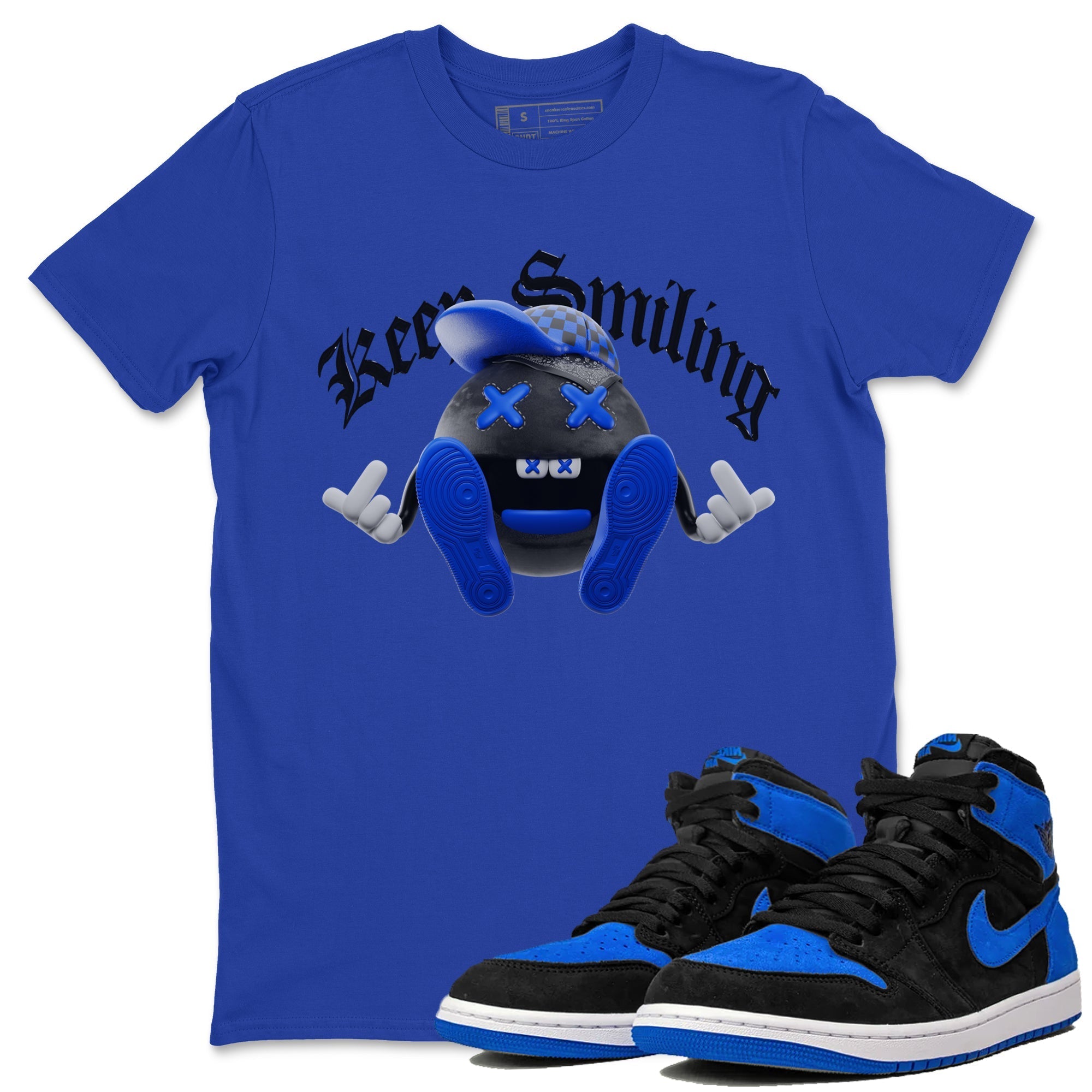 Keep Smiling snkmatch Tee - Air Jordan 1 Royal Reimagined