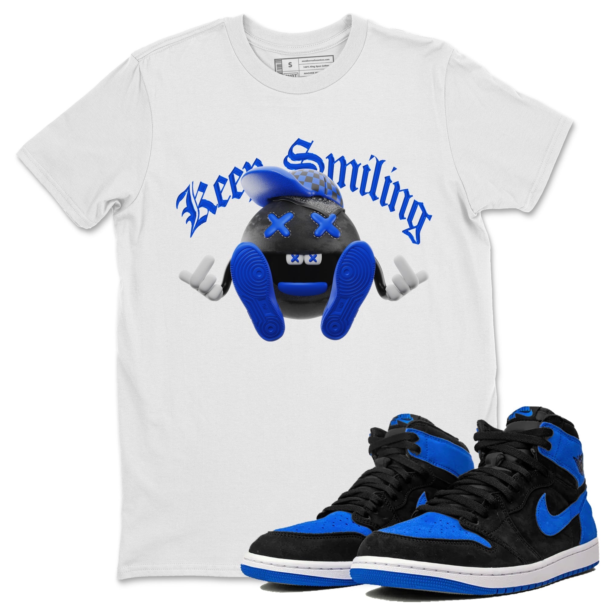 Keep Smiling snkmatch Tee - Air Jordan 1 Royal Reimagined