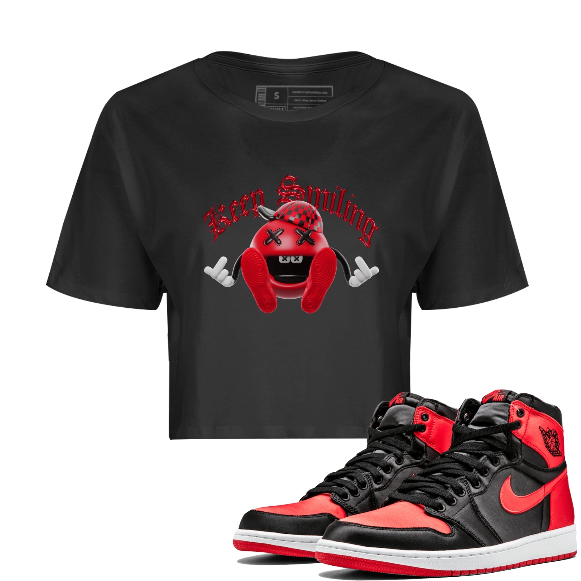Keep Smiling Women's Tops - Air Jordan 1 Satin Bred