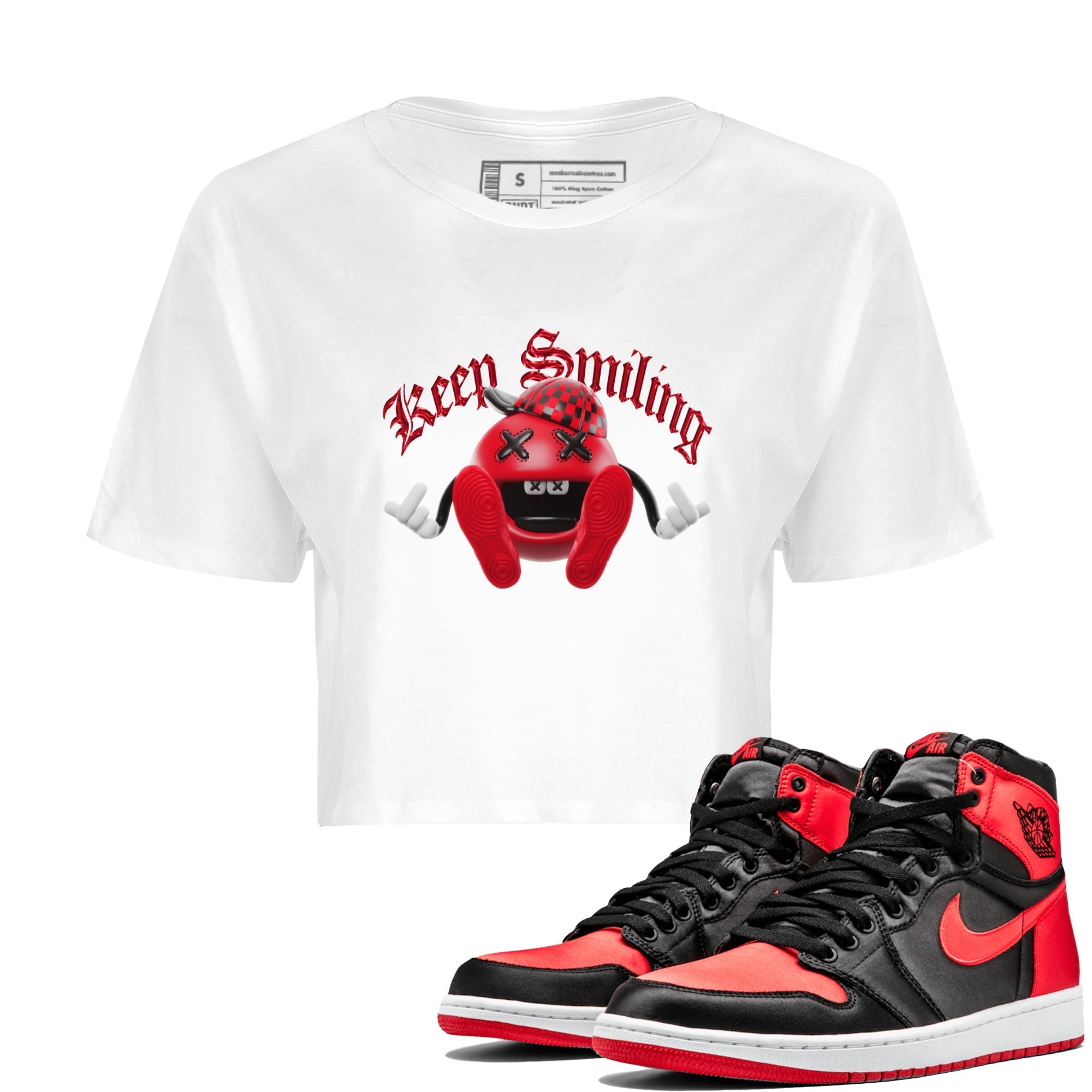Keep Smiling Women's Tops - Air Jordan 1 Satin Bred