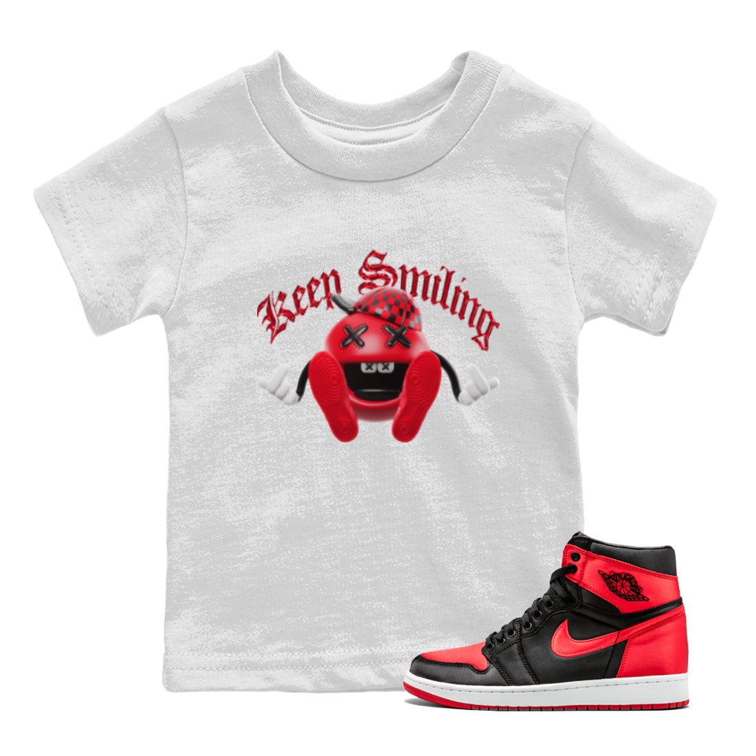 Keep Smiling Kids Tops - Air Jordan 1 Satin Bred
