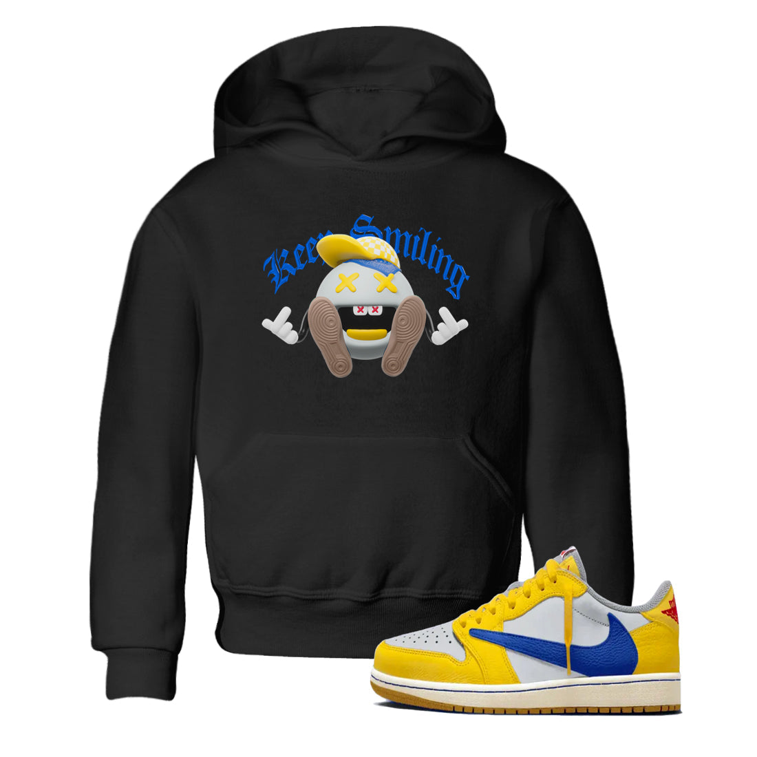 Keep Smiling snkmatch Tees Kids - Air Jordan 1 Travis Scott Canary