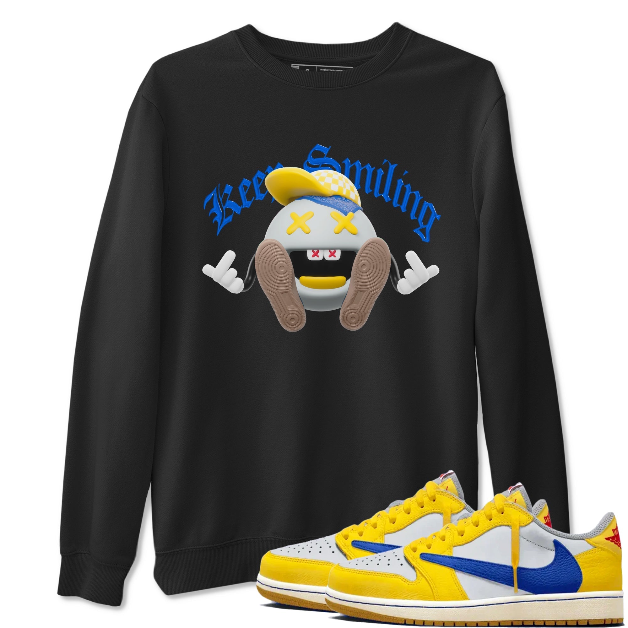 Keep Smiling snkmatch Tees - Air Jordan 1 Travis Scott Canary