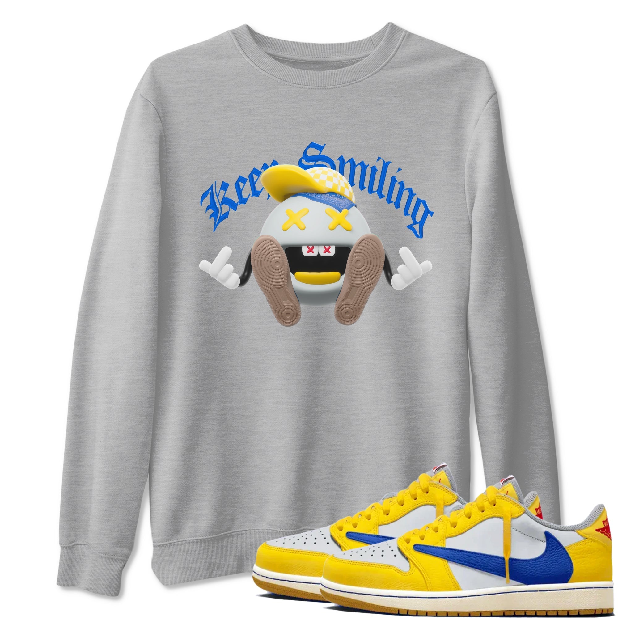 Keep Smiling snkmatch Tees - Air Jordan 1 Travis Scott Canary