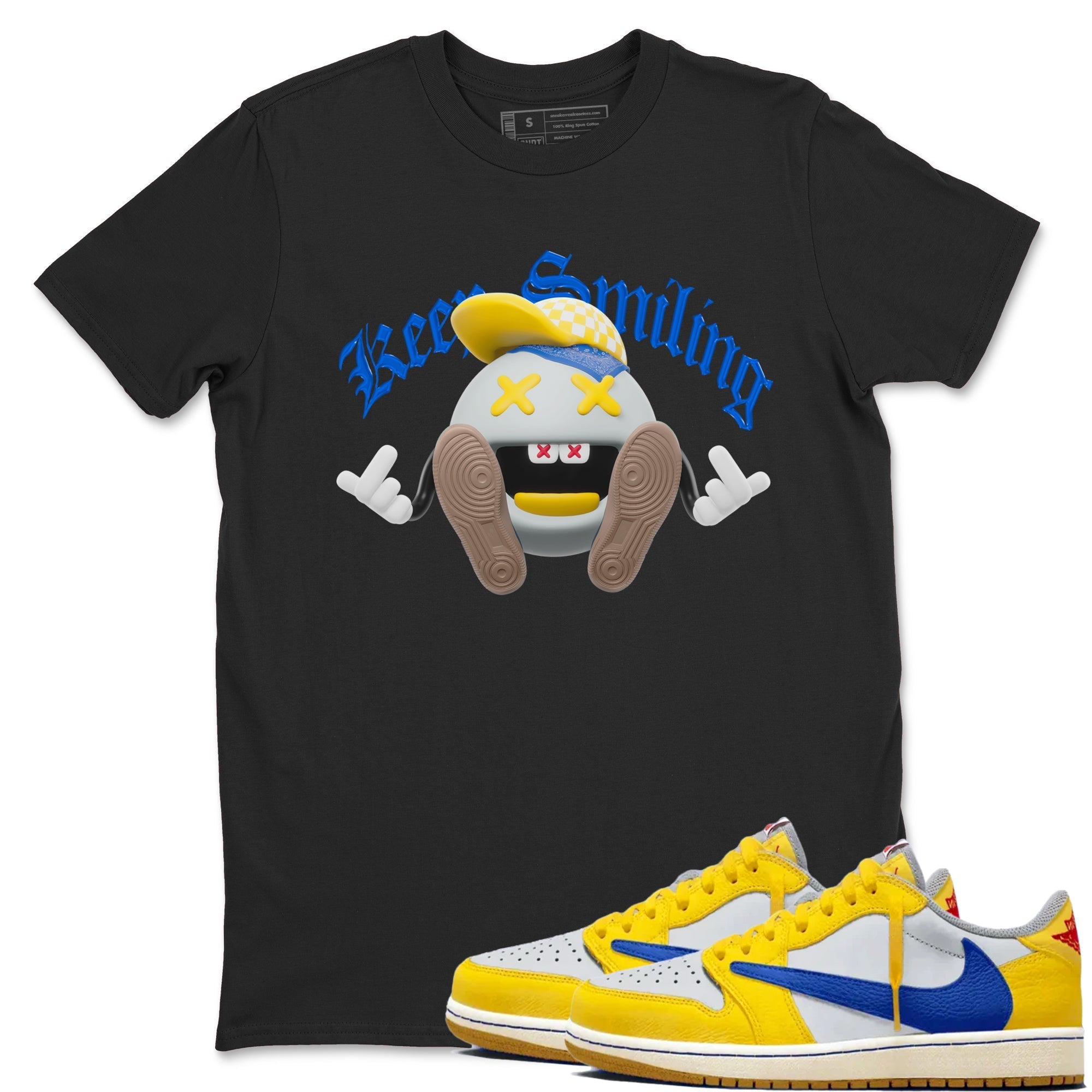 Keep Smiling snkmatch Tees - Air Jordan 1 Travis Scott Canary