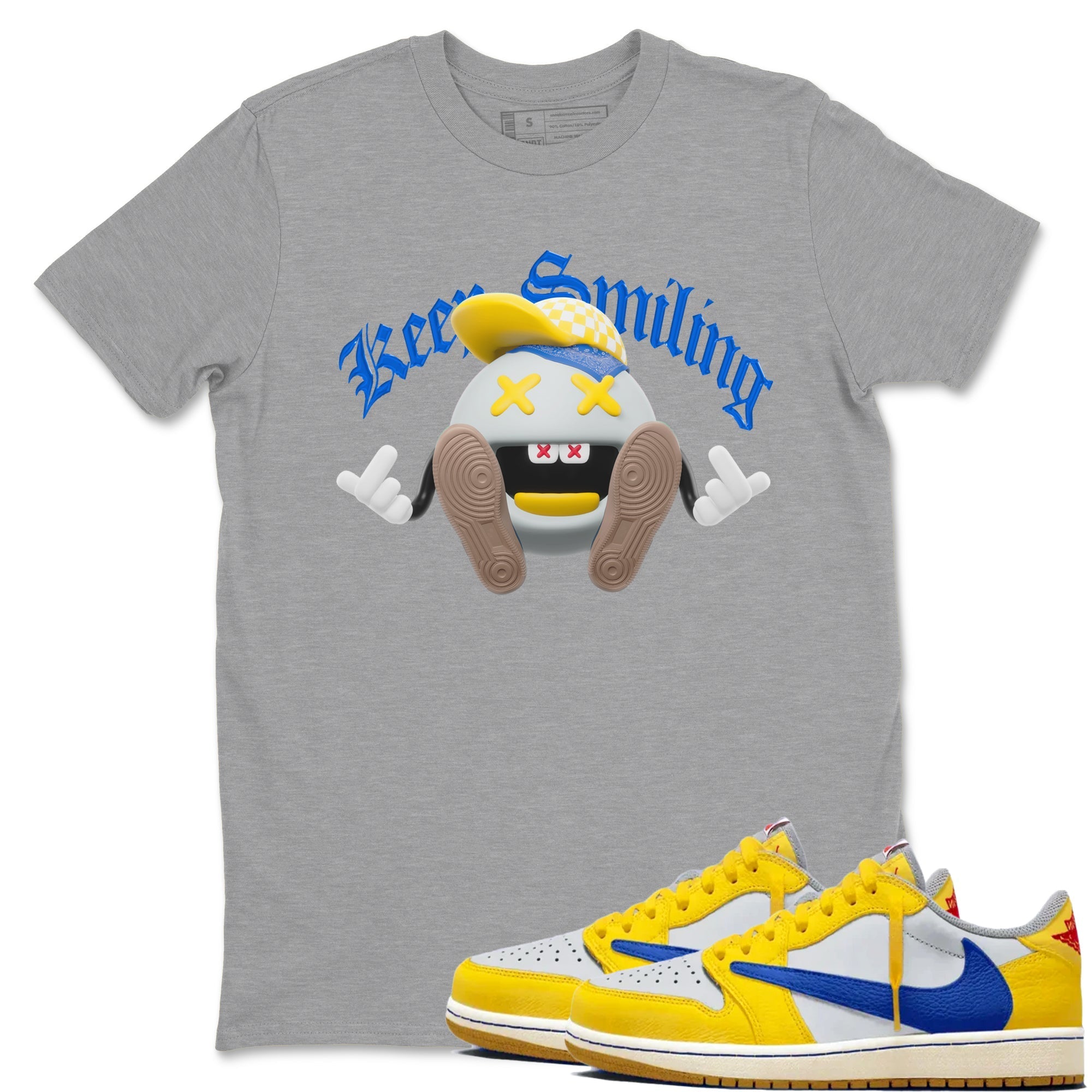 Keep Smiling snkmatch Tees - Air Jordan 1 Travis Scott Canary