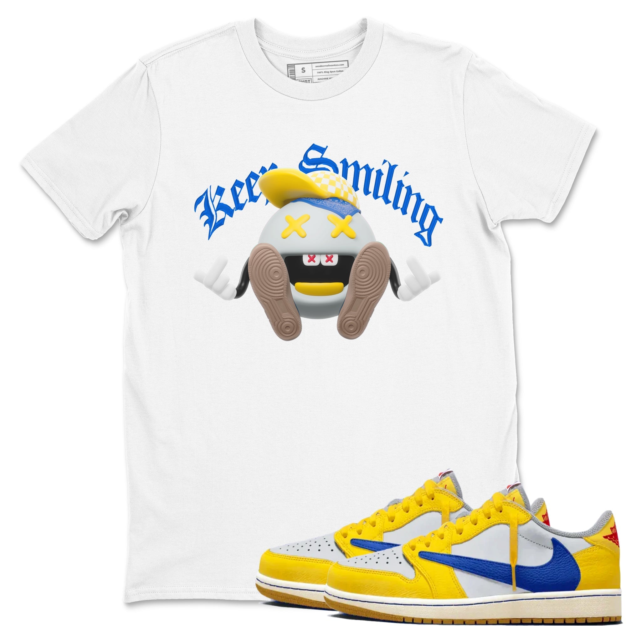 Keep Smiling snkmatch Tees - Air Jordan 1 Travis Scott Canary