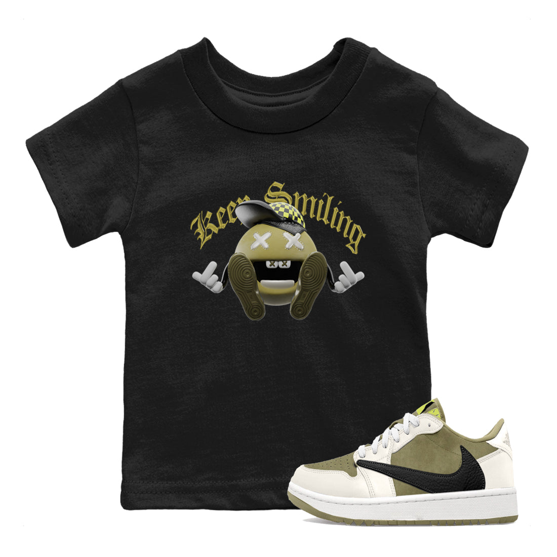 Keep Smiling snkmatch Tee Kids - Air Jordan 1 Travis Scott Golf