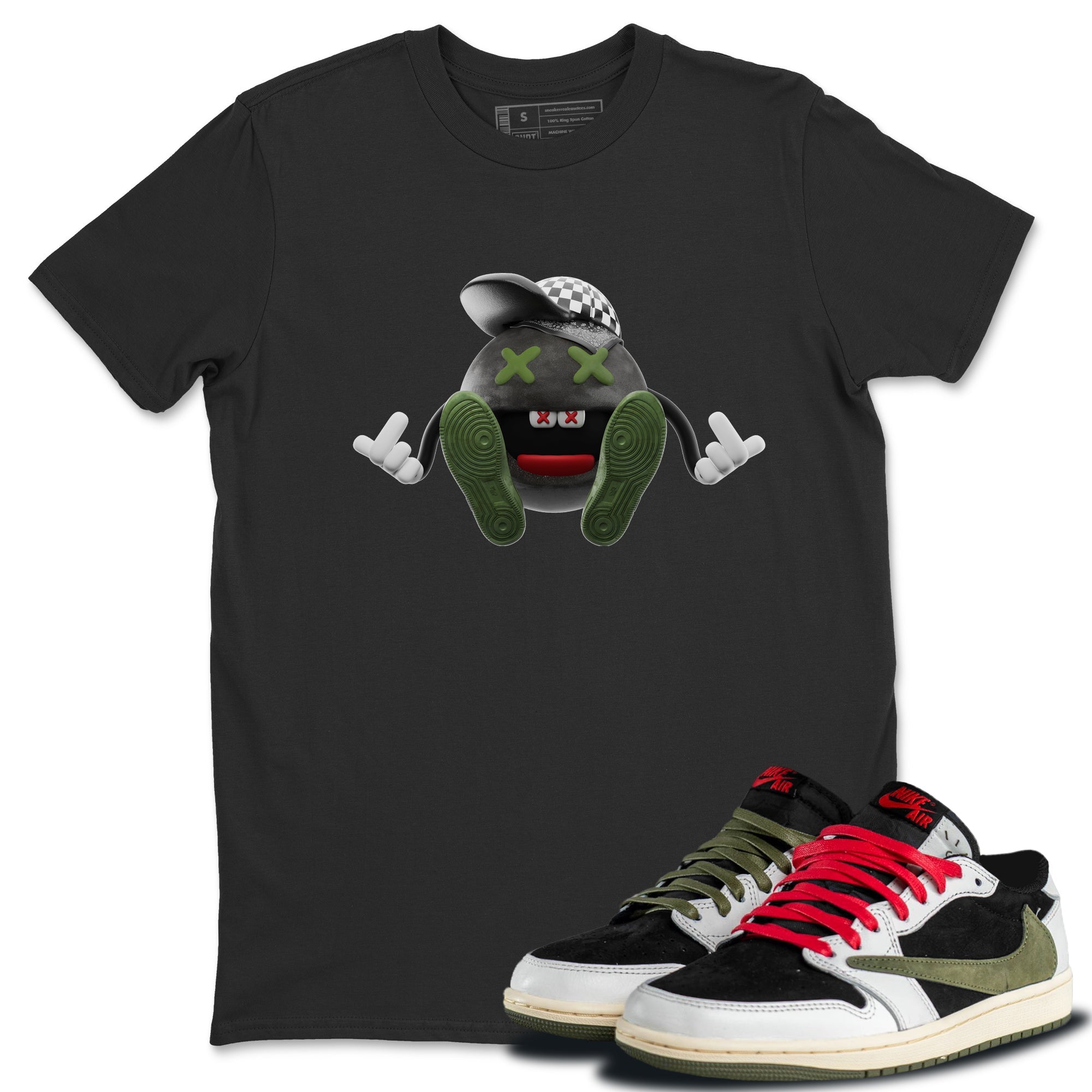 Keep Smiling Unisex Tops - Air Jordan 1 Travis Scott Olive
