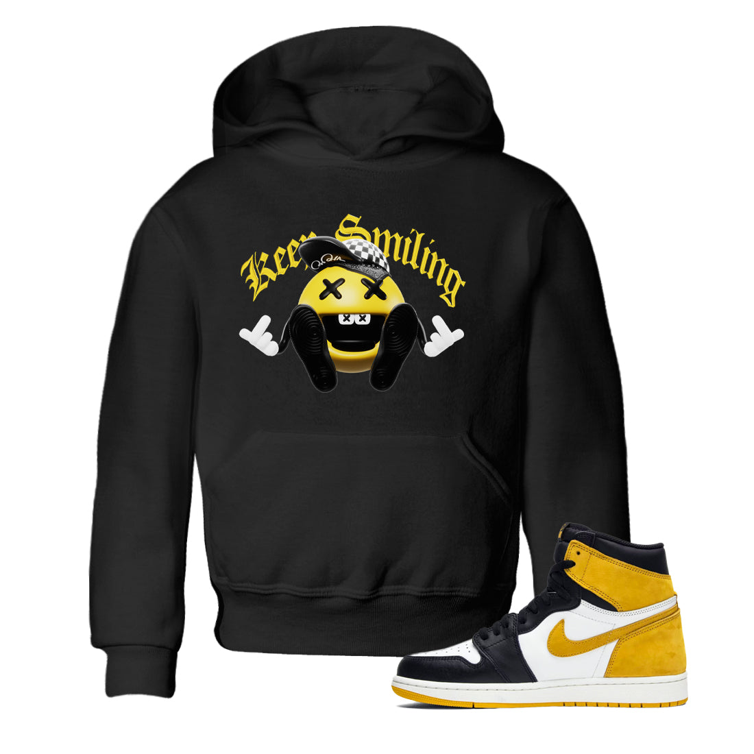 Keep Smiling snkmatch Tees Kids - Air Jordan 1 Yellow Ochre