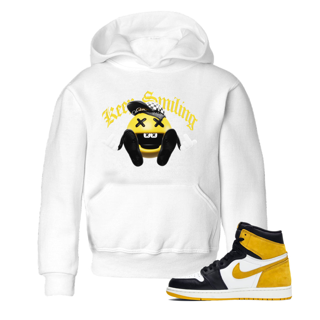 Keep Smiling snkmatch Tees Kids - Air Jordan 1 Yellow Ochre