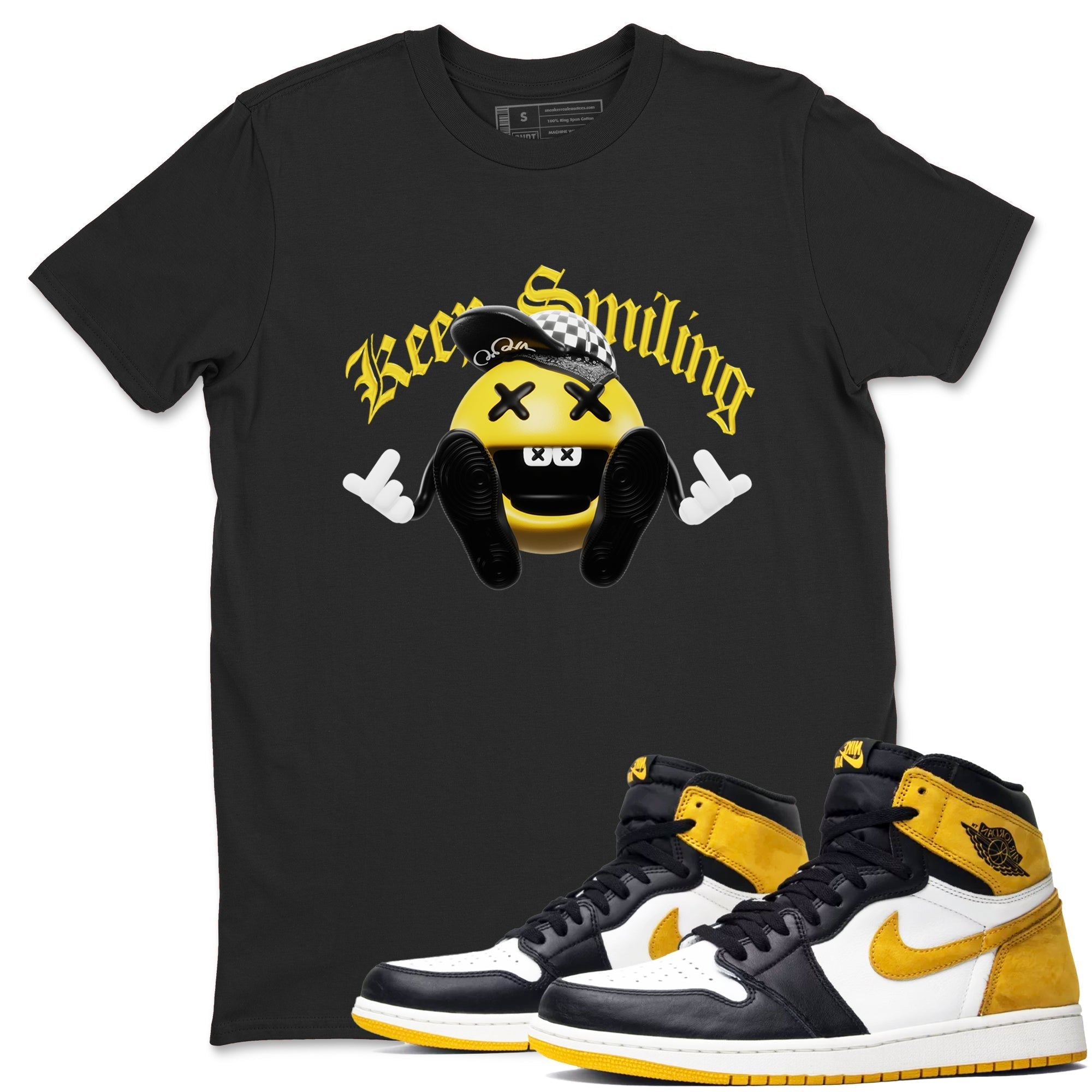 Keep Smiling snkmatch Tees - Air Jordan 1 Yellow Ochre