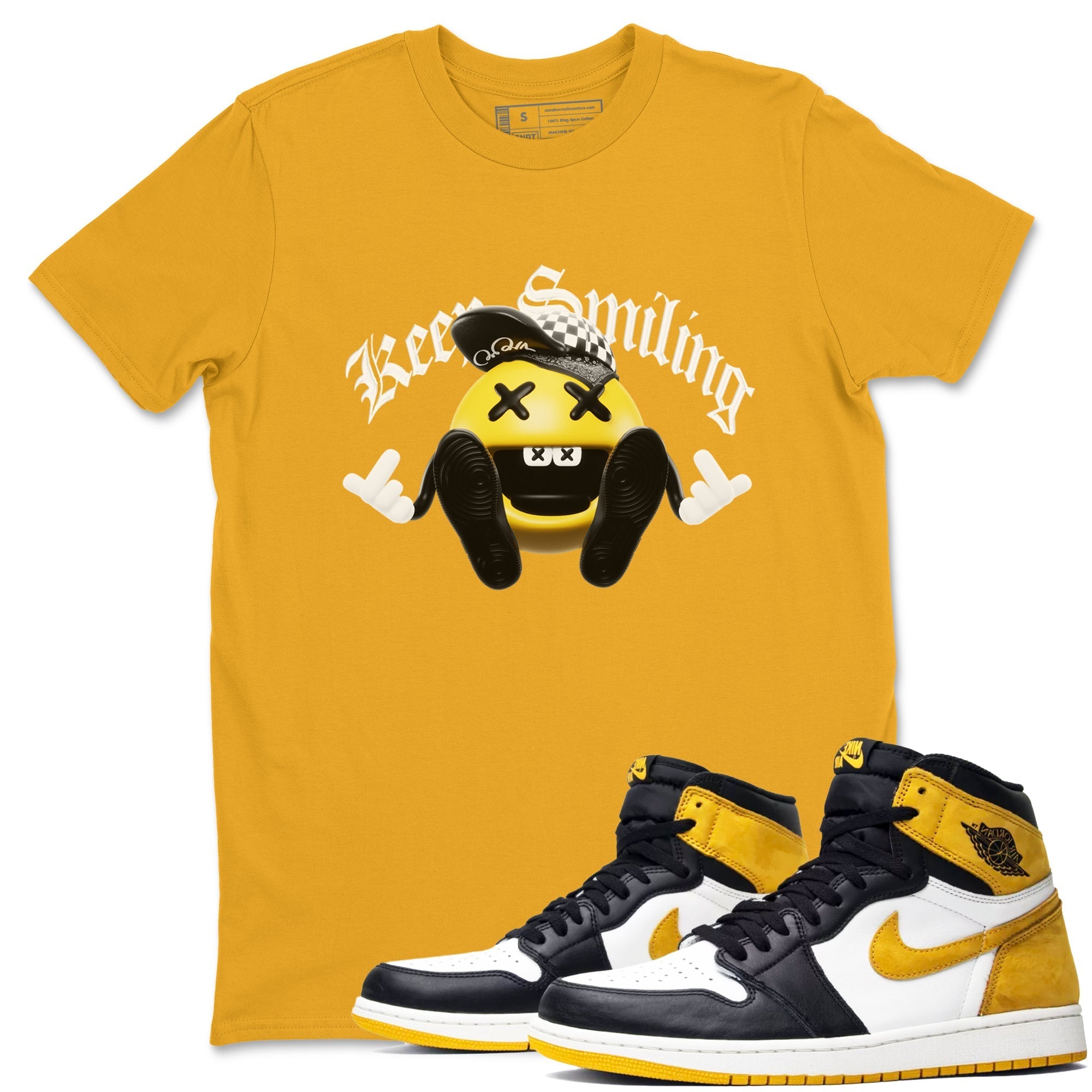 Keep Smiling snkmatch Tees - Air Jordan 1 Yellow Ochre