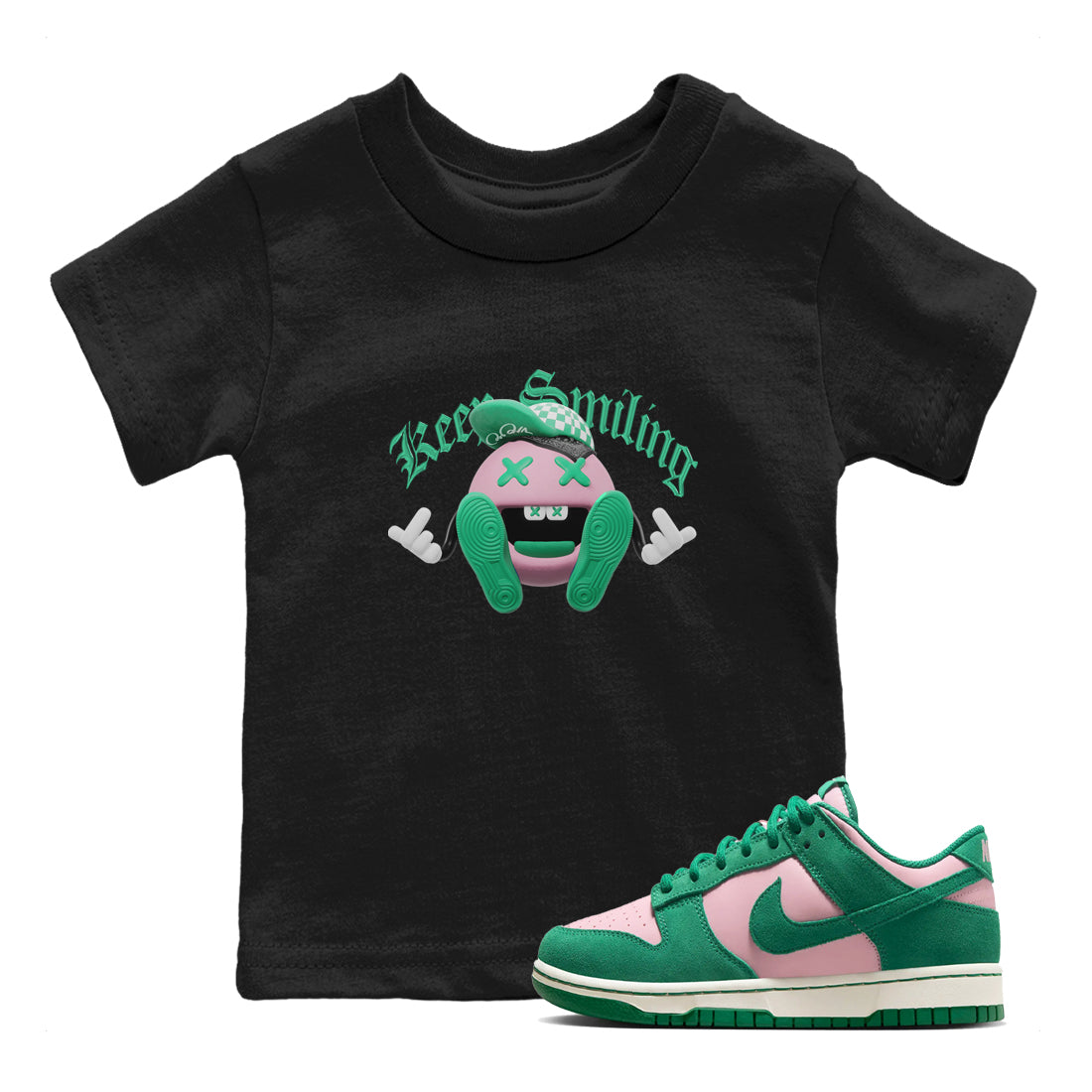 Keep Smiling snkmatch Tees Kids - Dunk Medium Soft Pink Malachite