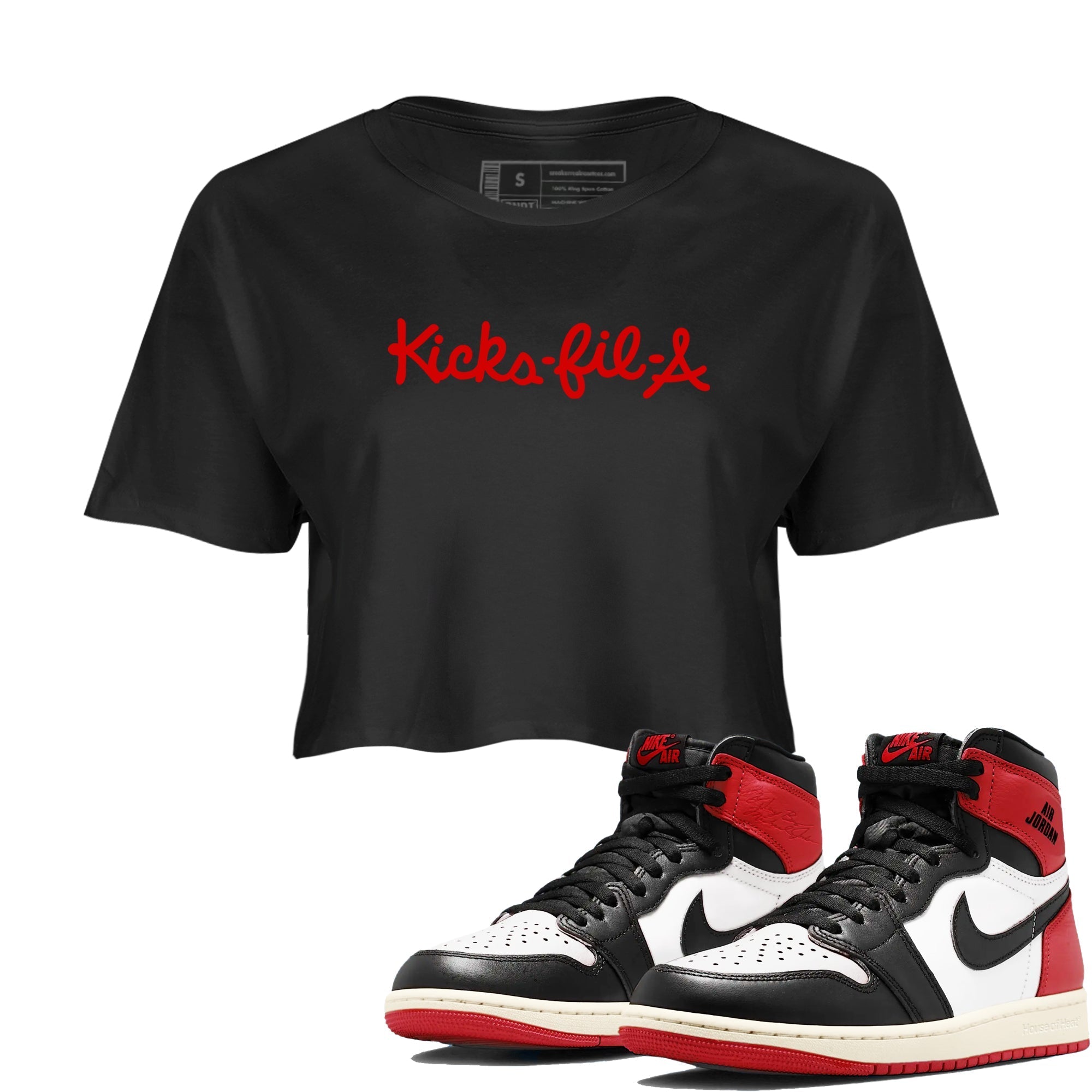 Kick Fil A snkmatch Women's Top - Air Jordan 1 Black Toe Reimagined